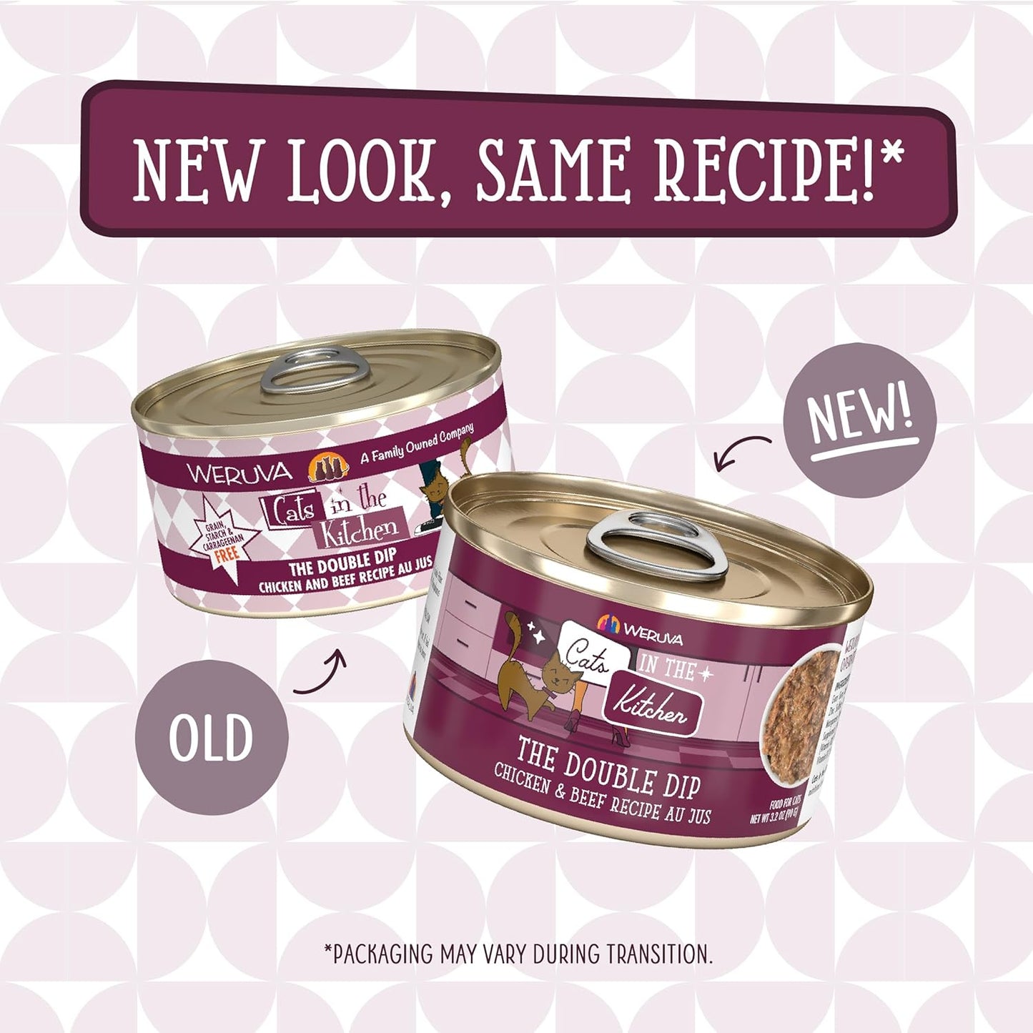 Weruva Cats in The Kitchen, The Double Dip with Chicken & Beef Au Jus Cat Food, 3.2oz Can (Pack of 24)