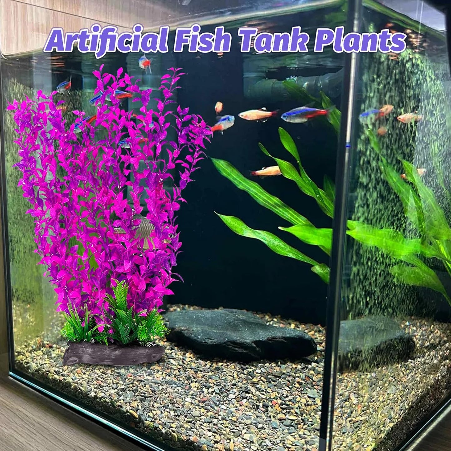 Hamiledyi Aquarium Plastic Plants Aquarium Decor Artificial Fish Tank Plants,Tall Fish Tank Decorations, Extra Large Aquarium Plant 20.4-inch Tall,1PCS