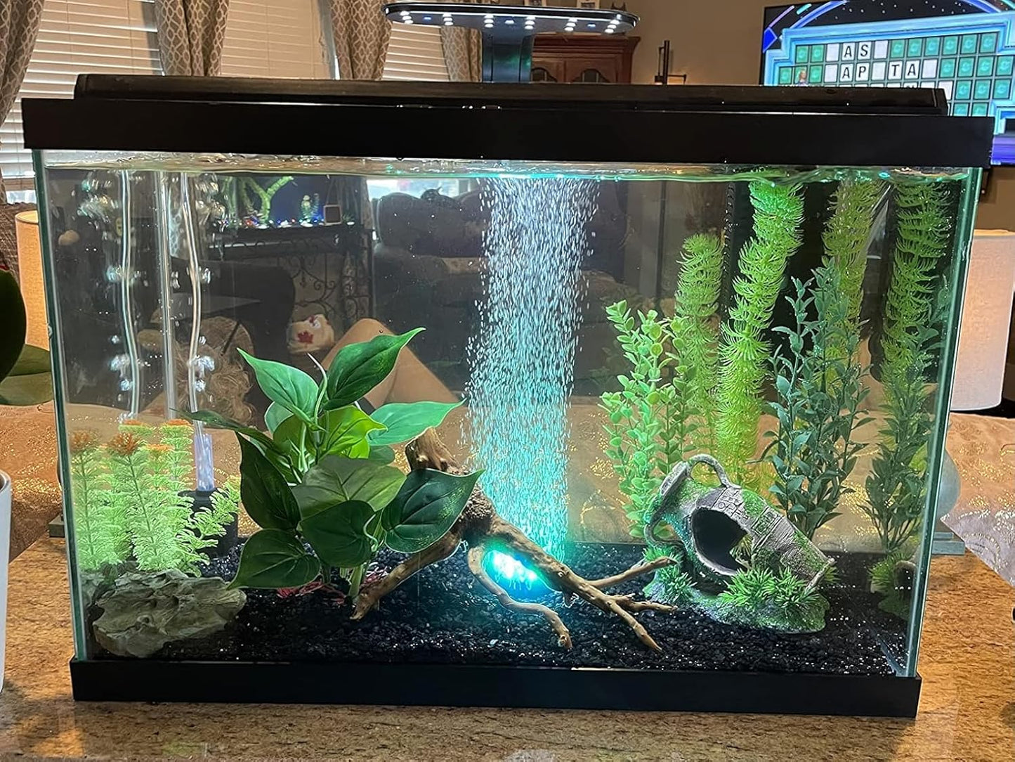 AQUA KT Aquarium Ruins Ancient Greek Leaning Vase Rock Broken Barrel Fish Hiding Cave for Cichlid Betta Marine Freshwater Fish Tank Decoration