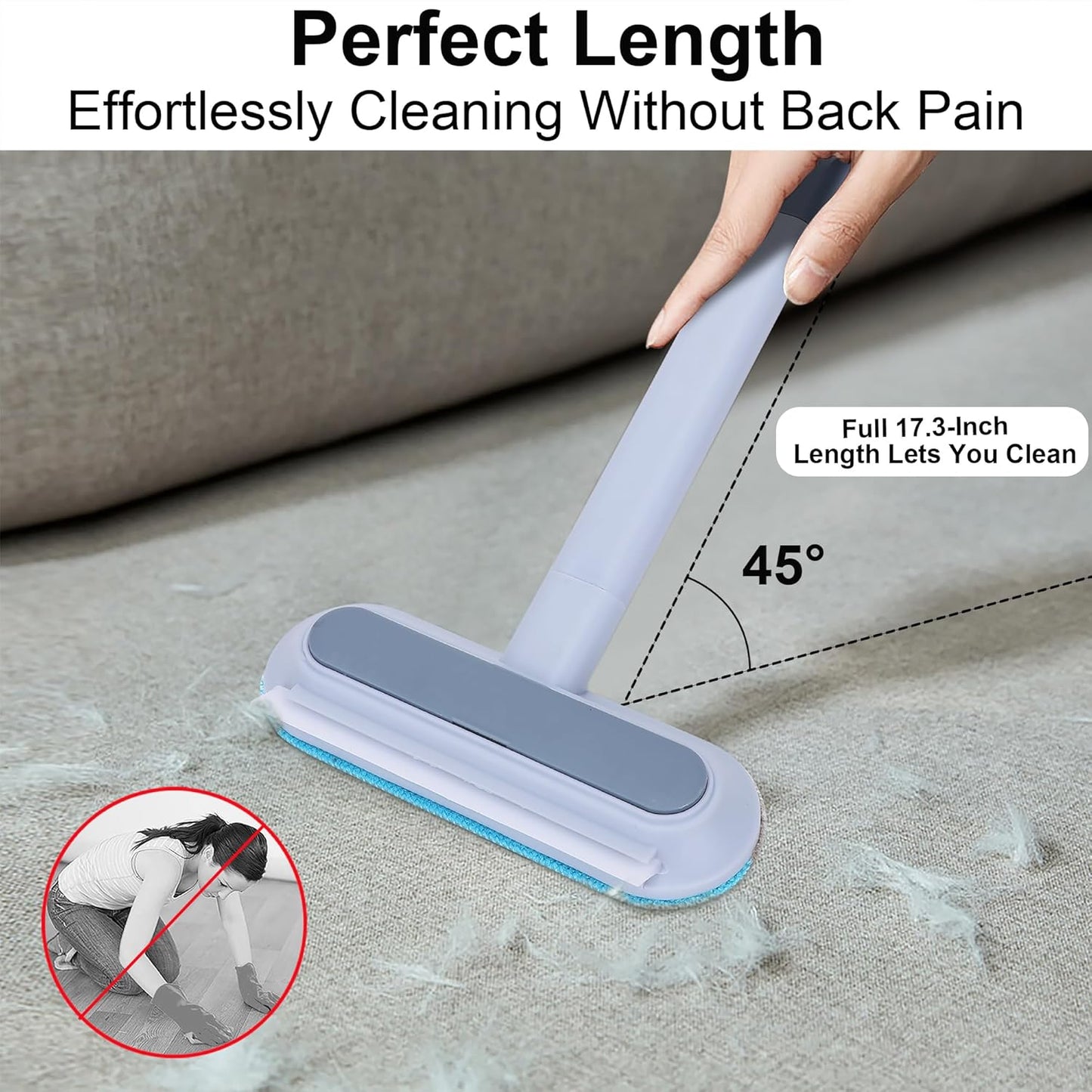 Pet Hair Remover for Furniture, Reusable, Effective Lint Brush for Dog and Cat Hair - 17.3Inch Multifunctional Fur Removal Tool, Gentle on Couches, Carpets, Clothes, Bedding