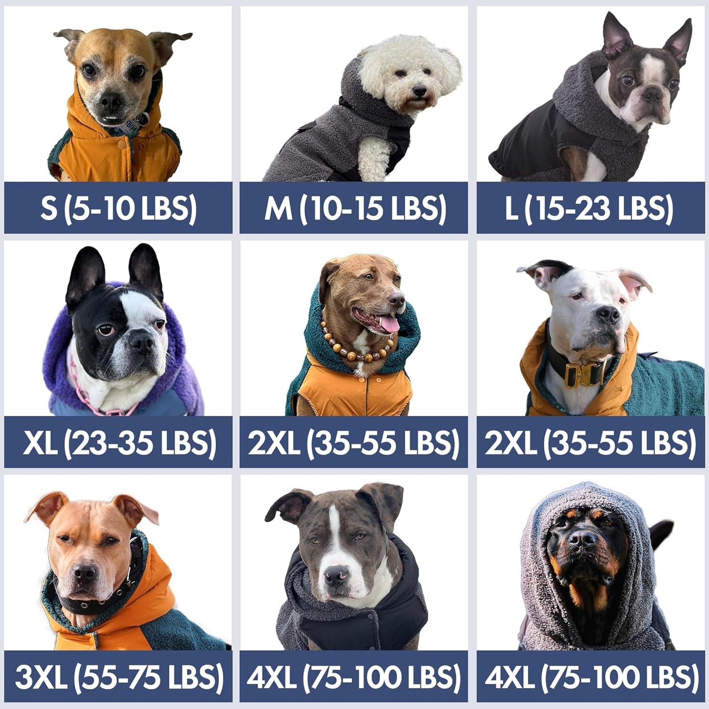 Spark Paws Reversible Dog Sweater, Sherpa Jacket Vest with Warm Fleece Lining, Warm Coat for Winter, Suitable for Small Medium, Large, XL XXL Dogs - Purple and Navy Blue - 4XL