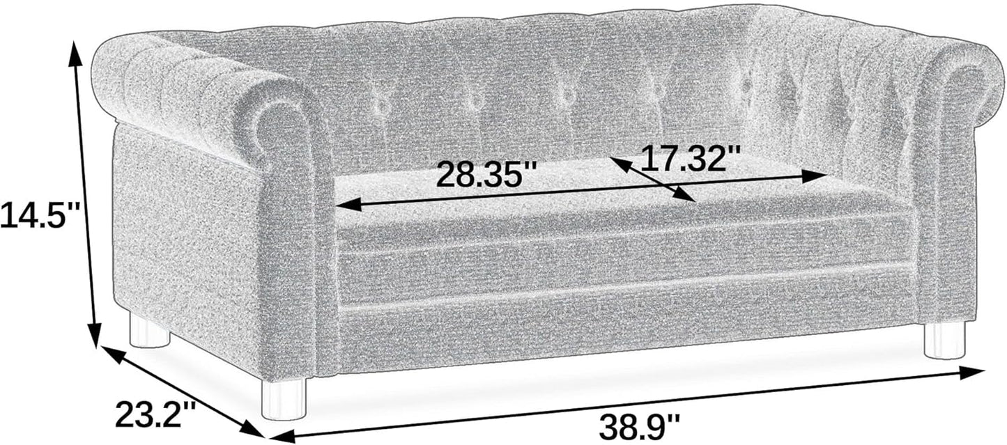 Dog Sofa Couch for Medium to Large Dogs, Memory Foam Pet Sofa Couch with Washable Fabric, Durable Elevated Dog Bed with Legs, Removable Cushion for Medium and Large Dogs, Dark Brown