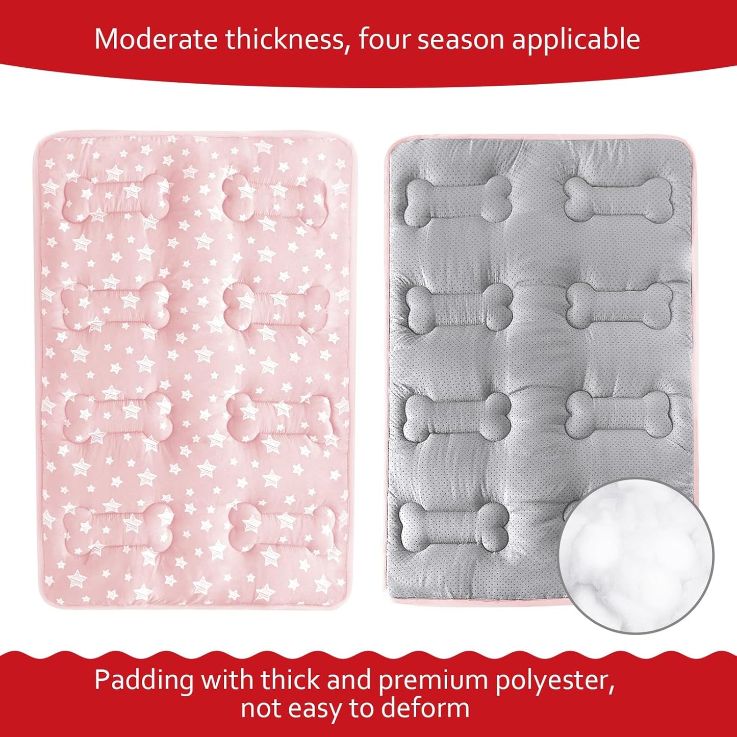 Dog Crate Mat (36" X 23"), Soft Dog Bed Mat with Cute Prints, Personalized Crate Pad, Anti-Slip Bottom, Machine Washable Kennel Pad