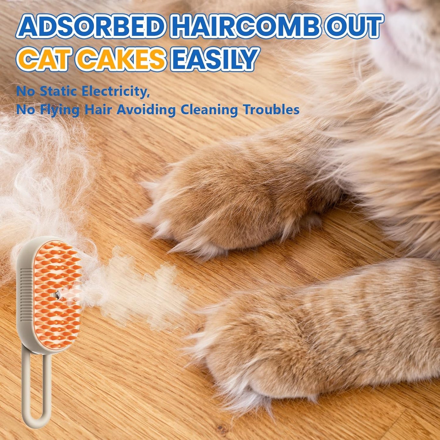 4 in 1 Cat Steam Brush for Shedding, Rechargeable Steam Pet Brush for Dog and Cat, Anti-Static, Massage, Cleaning, Shedding & Combing All In One!(Brown)