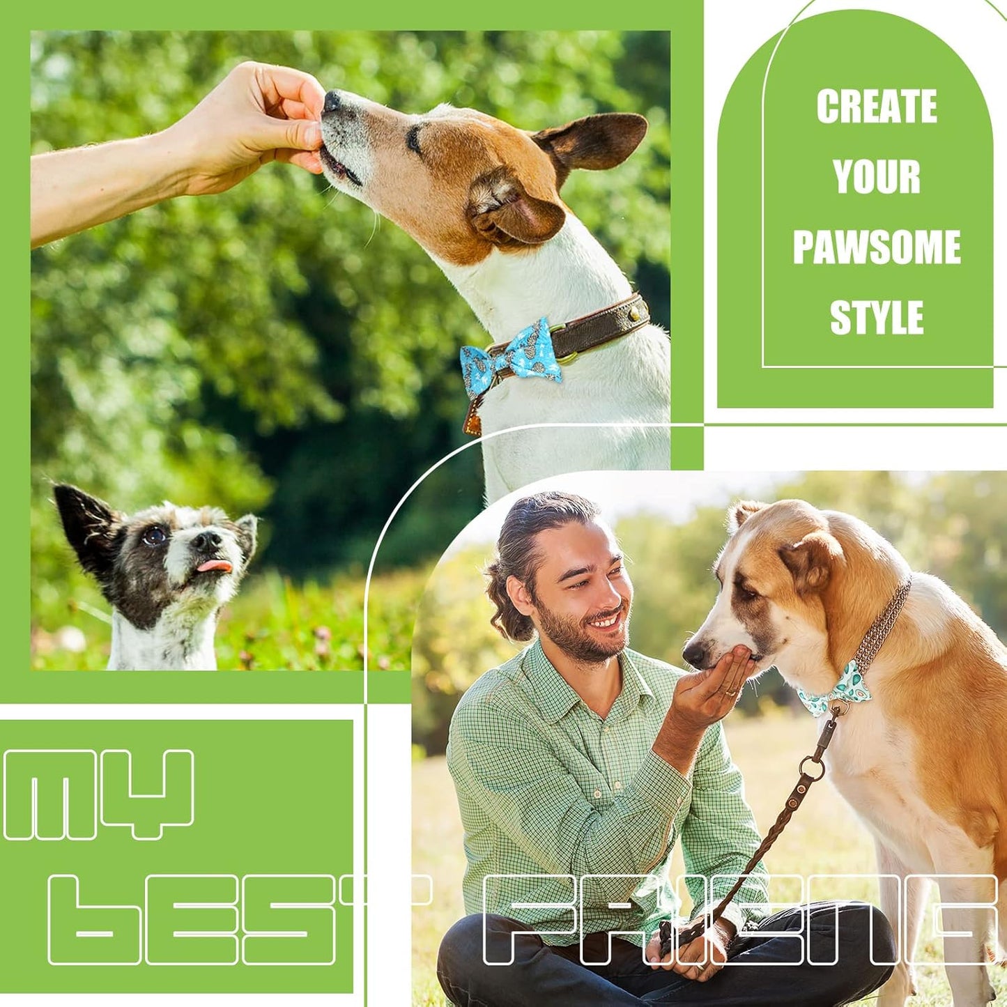 Weewooday 16 Pcs Dog Bow Ties Slide Pet Collar Bows Summer Hawaiian Styles Large Dog Collar Attachment Bowtie with Rubber Bands Male Pet for Spring Summer Grooming Independence Day(Fresh Style)