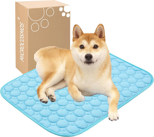MICROCOSMOS Summer Cooling Mat & Sleeping Pad- Water Absorption Top, Materials Safe, Easy Carry, EZ Clean. Keep Cooling for Pets, Kids and Adults.(Blue, 24" x18")