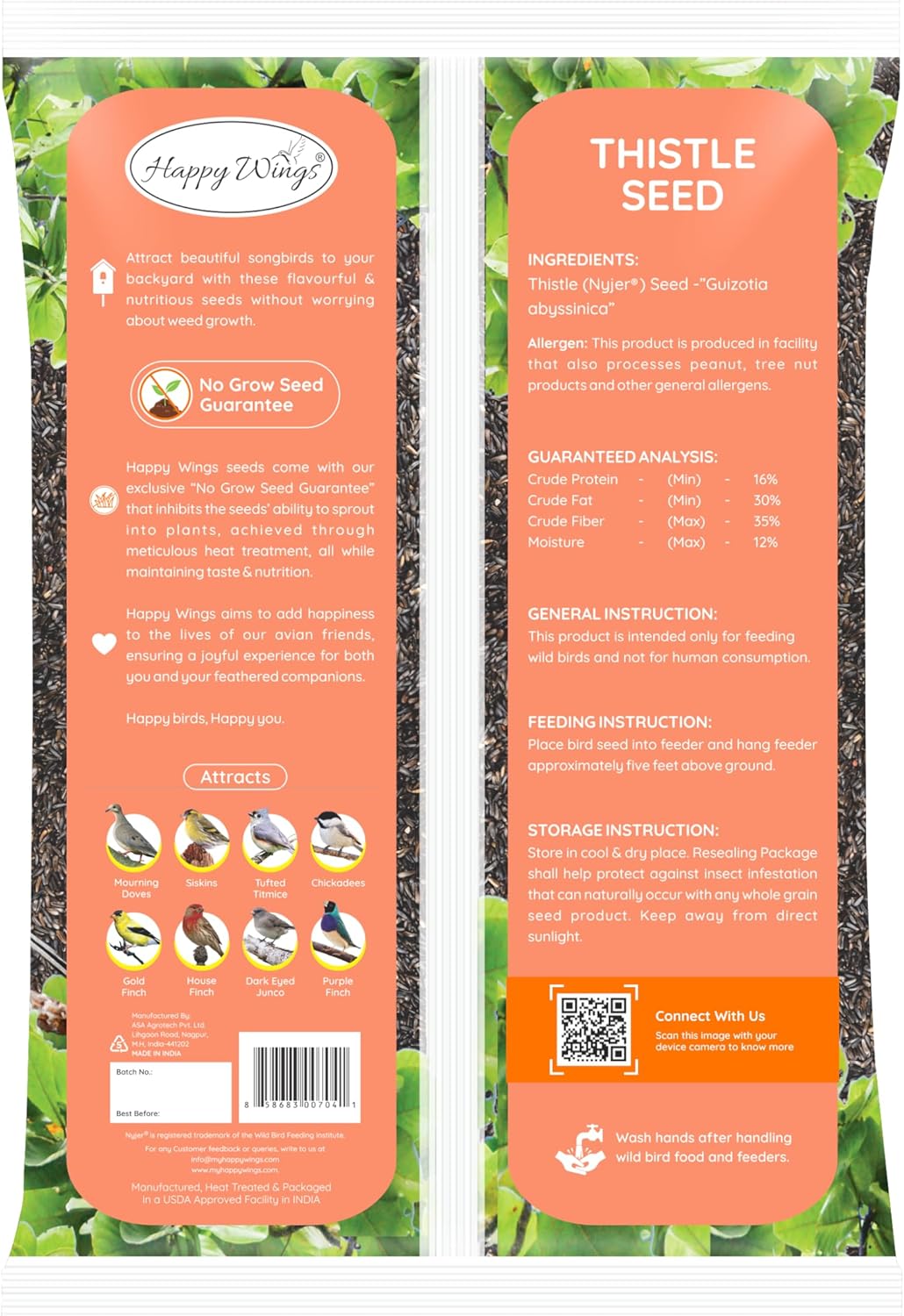 Nyjer/Thistle Seeds Wild Bird Food - 5 Pounds I No Grow Seed I Bird Seed for Wild Birds