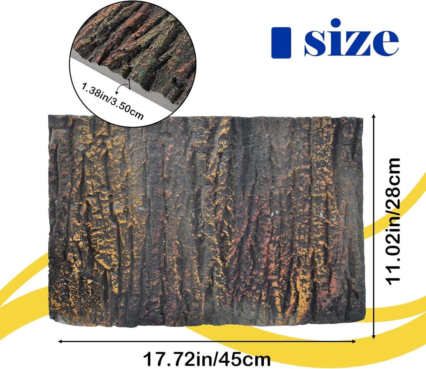 PINVNBY Reptile Terrarium Cork Background,17.72x11.02 Inches 3D Bearded Dragon Tank Backgrounds Wall Reptile Stereo Backdrop Amphibian Habitat Climbing Board Decoration for Lizard Gecko Reptile Turtle