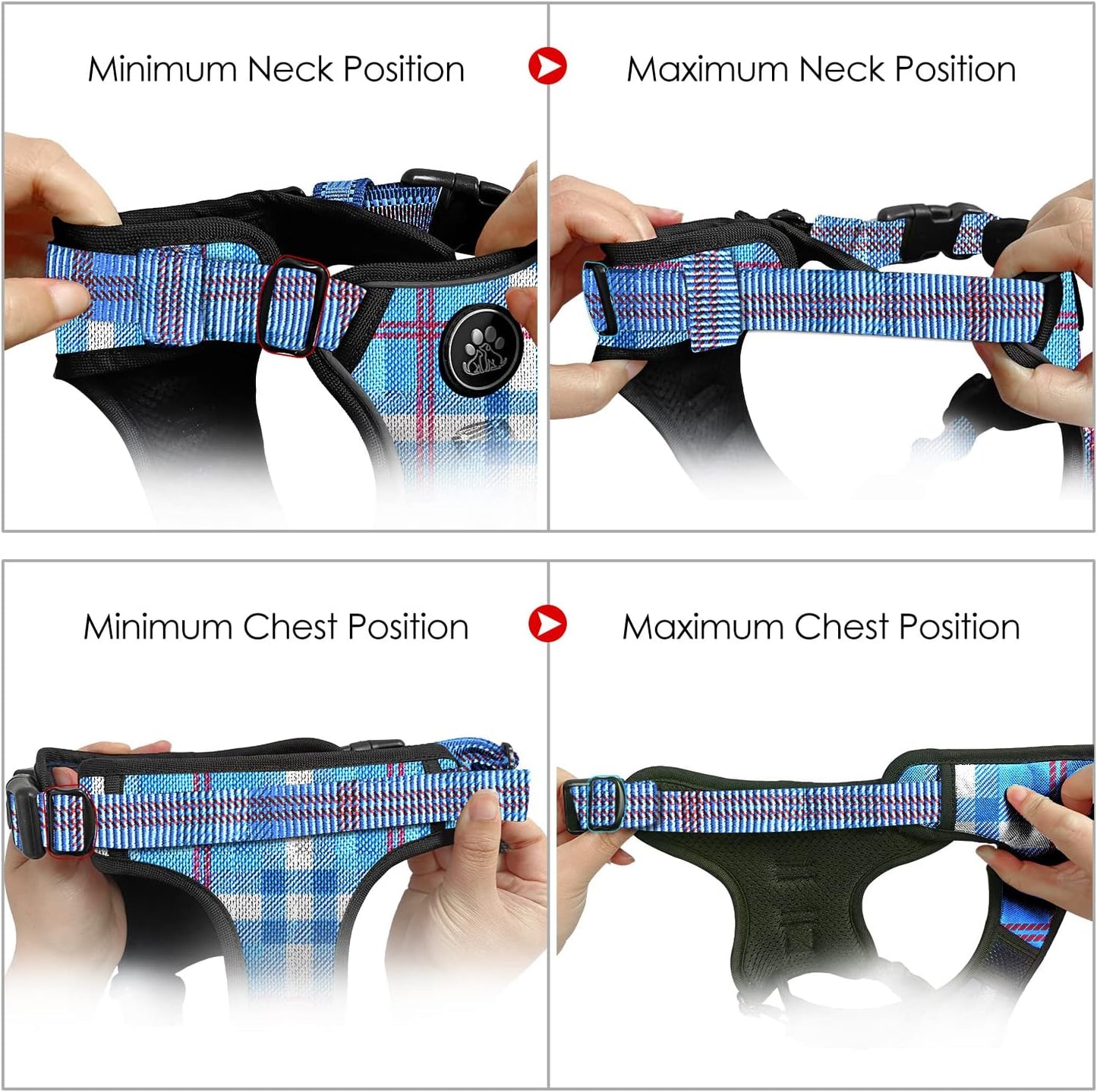 NESTROAD No Pull Dog Harness with Leash, Reflective No Choke Pet Vest Harness,Adjustable Soft Padded Dog Harness with Easy Control Handle for Small Dogs(Checkered Blue,Small)