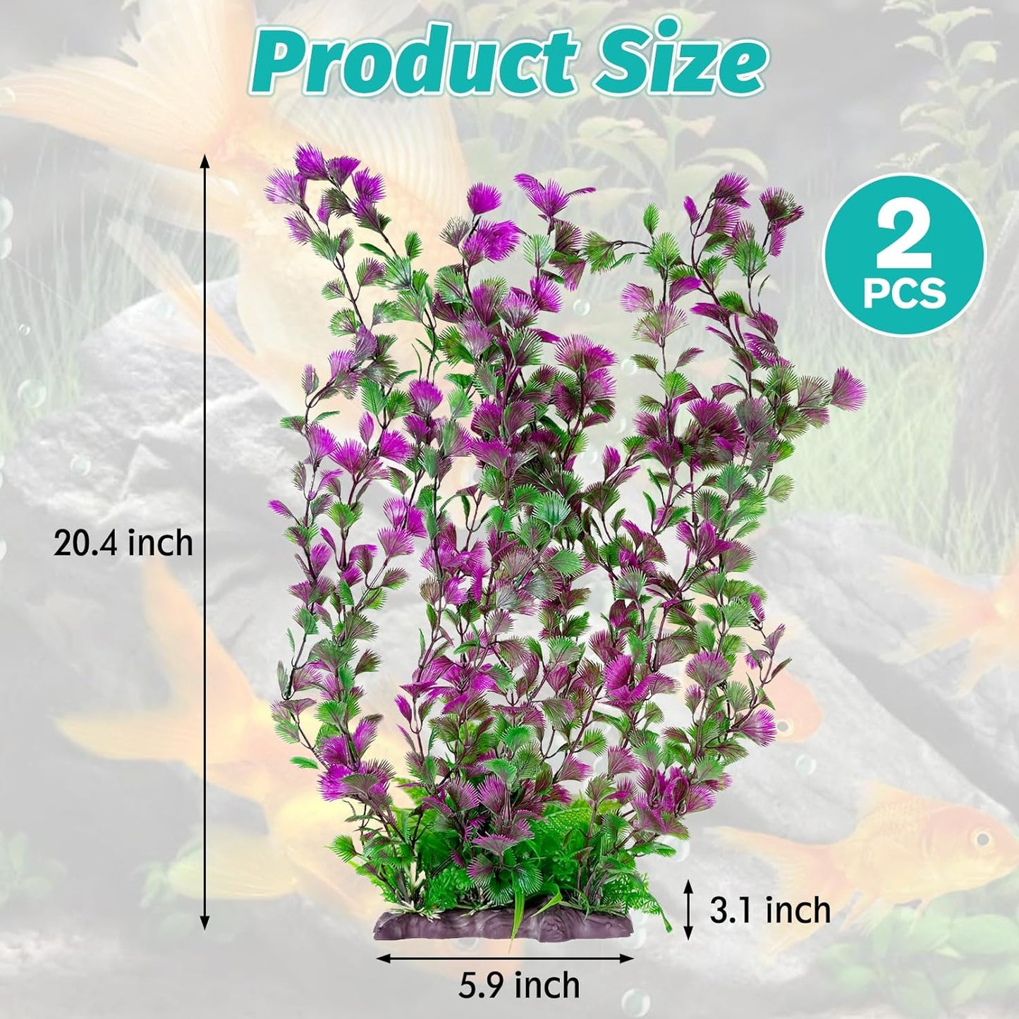 Hamiledyi Aquarium Plastic Plants Aquarium Decor Artificial Fish Tank Plants,Tall Fish Tank Decorations, Extra Large Aquarium Plant 20.4-inch Tall,2PCS