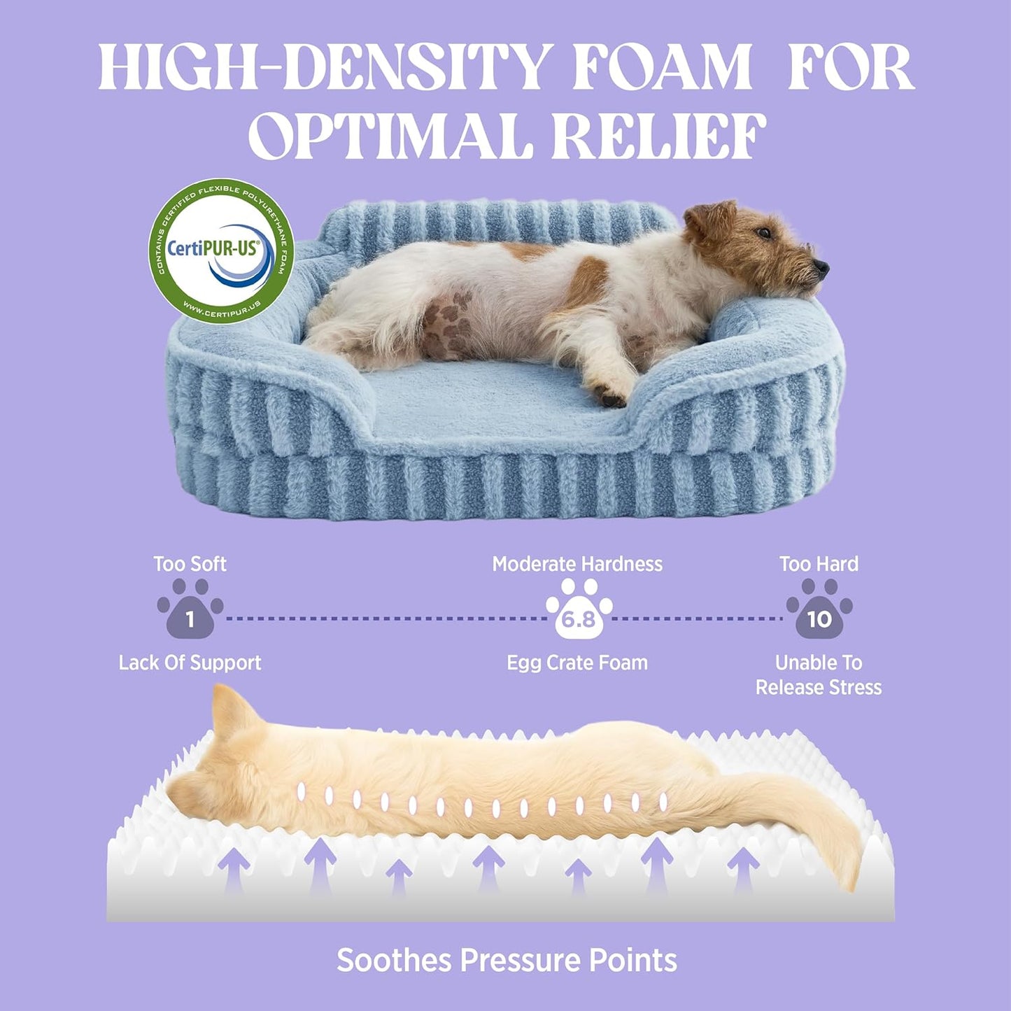 LE SURE Cute Dog Bed for Small Dogs, Orthopedic Waterproof Small Pet Beds with Sides, Non-Slip Bottom and Egg-Crate Foam Puppy Couch Sofa with Washable Removable Cover, Blue