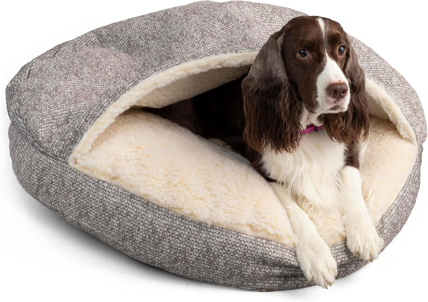 Snoozer Luxury Microsuede Cozy Cave Pet Bed, Show Dog Collection, Small, Merlin Linen