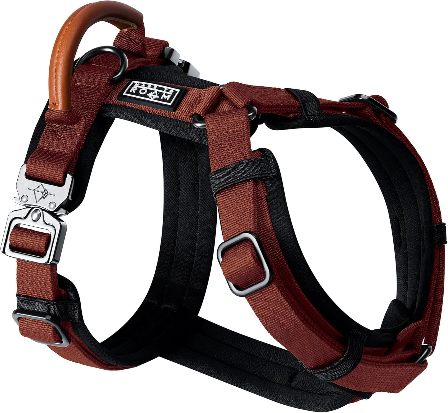 MADE TO ROAM Premium Explorer Harness - Y-Shaped Dog Harness with Adjustable Durable Nylon, Soft Padding, Metal Buckles and Leather Handle for Small, Medium, Large Dogs (Arizona Heartbeat, Size 3)