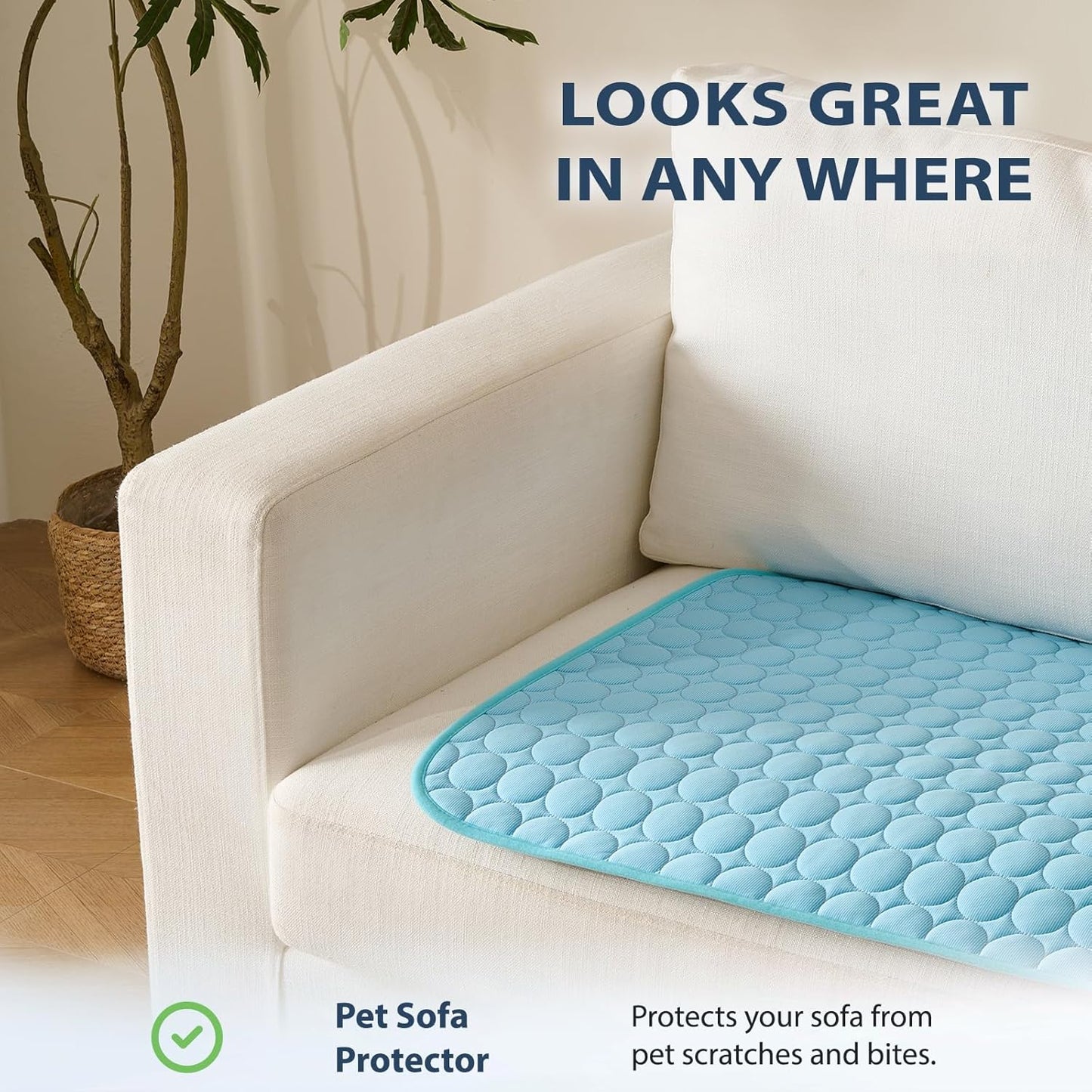 MICROCOSMOS Summer Cooling Mat & Sleeping Pad- Water Absorption Top, Materials Safe, Easy Carry, EZ Clean. Keep Cooling for Pets, Kids and Adults.(Blue, 36" x24")