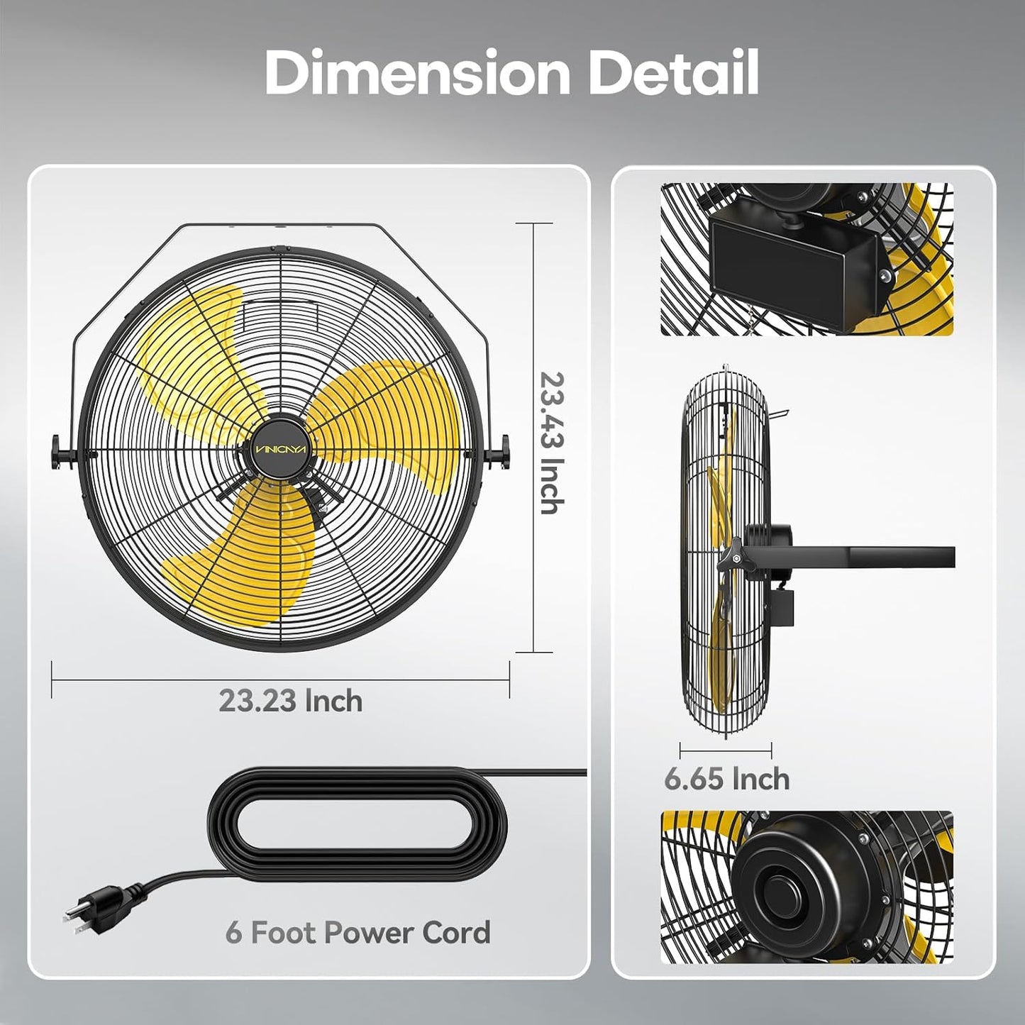 20 Inch Industrial Wall Mount Fan with 2 Pack, 5200 CFM Industrial Metal Wall Fans with Poweful Motor, 3 Speed, Heavy Duty Construction Indoor for Warehouse, Workshops, and Garage, UL Listed