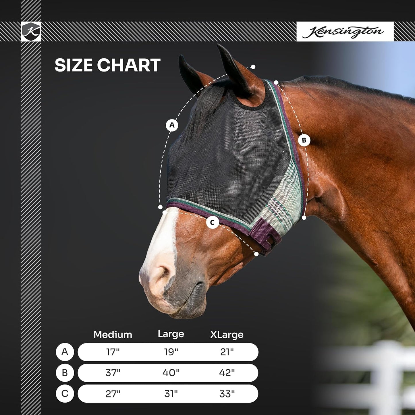 Kensington 90% UV Fly Mask CatchMask UViator - Without Ears & Forelock Freedom Web Trim Size: L-Avg Color: 500 - Desert Sand