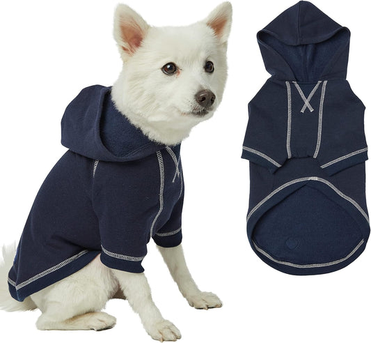 Blueberry Pet Essentials Dog Hoodie – 20 inch, Cotton‑Blend Sweatshirt with Hood, Midnight Blue, Machine‑Washable Small‑Dog Jersey