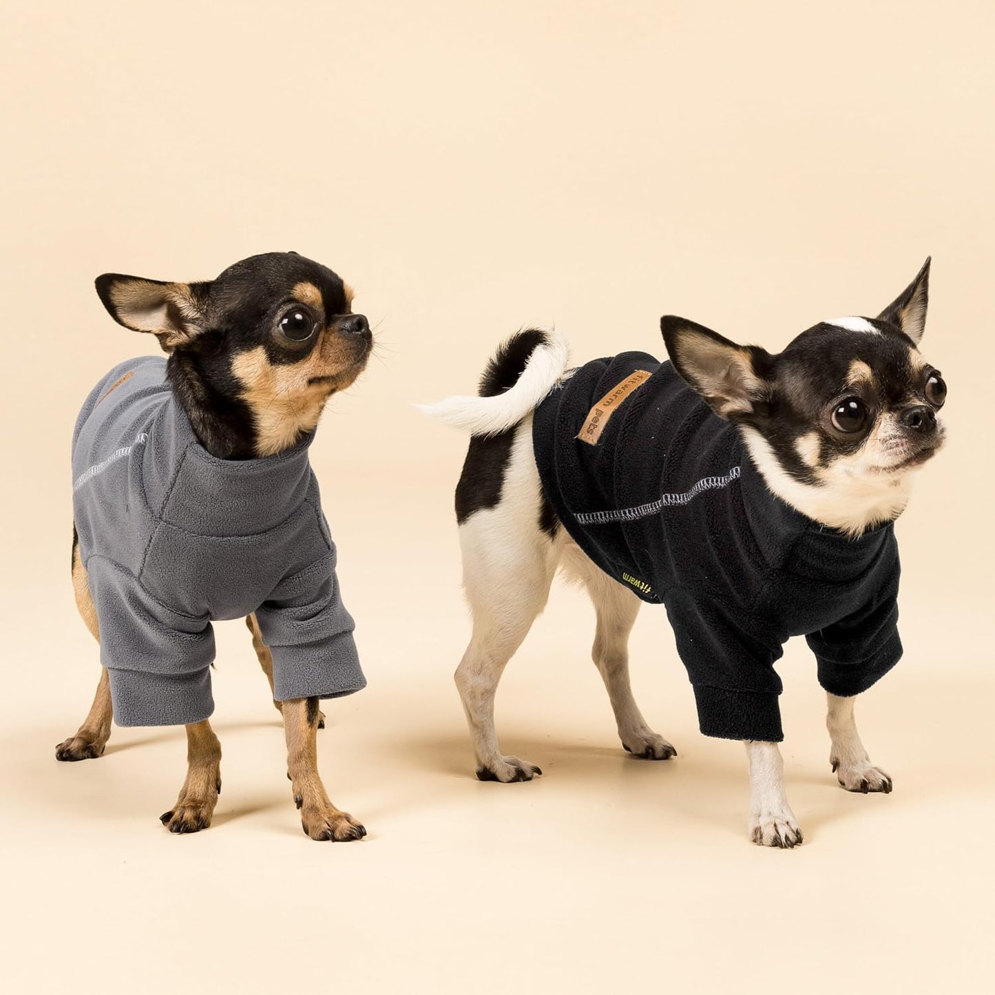 Fitwarm 3 Pack Classic Fleece Dog Sweater, Dog Winter Clothes for Small Dogs Boy Girl, Pet Pullover Jumper, Cat Apparel, Black, Grey, White, Large