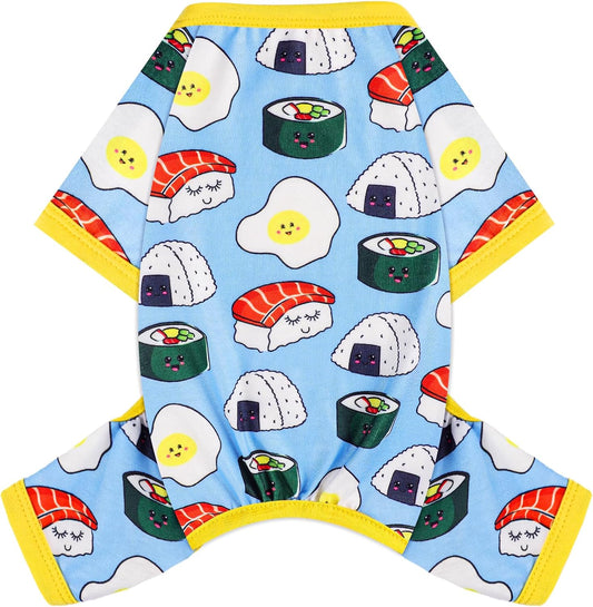 Dog Pajamas Small Sized Dogs Stretchable Summer Dog Clothes Pjs 4 Legs Girl Boy Cute Soft Puppy Outfits Doggie Cat Jammies Jumpsuit Sleeper for Pet (Bread, X-Small)