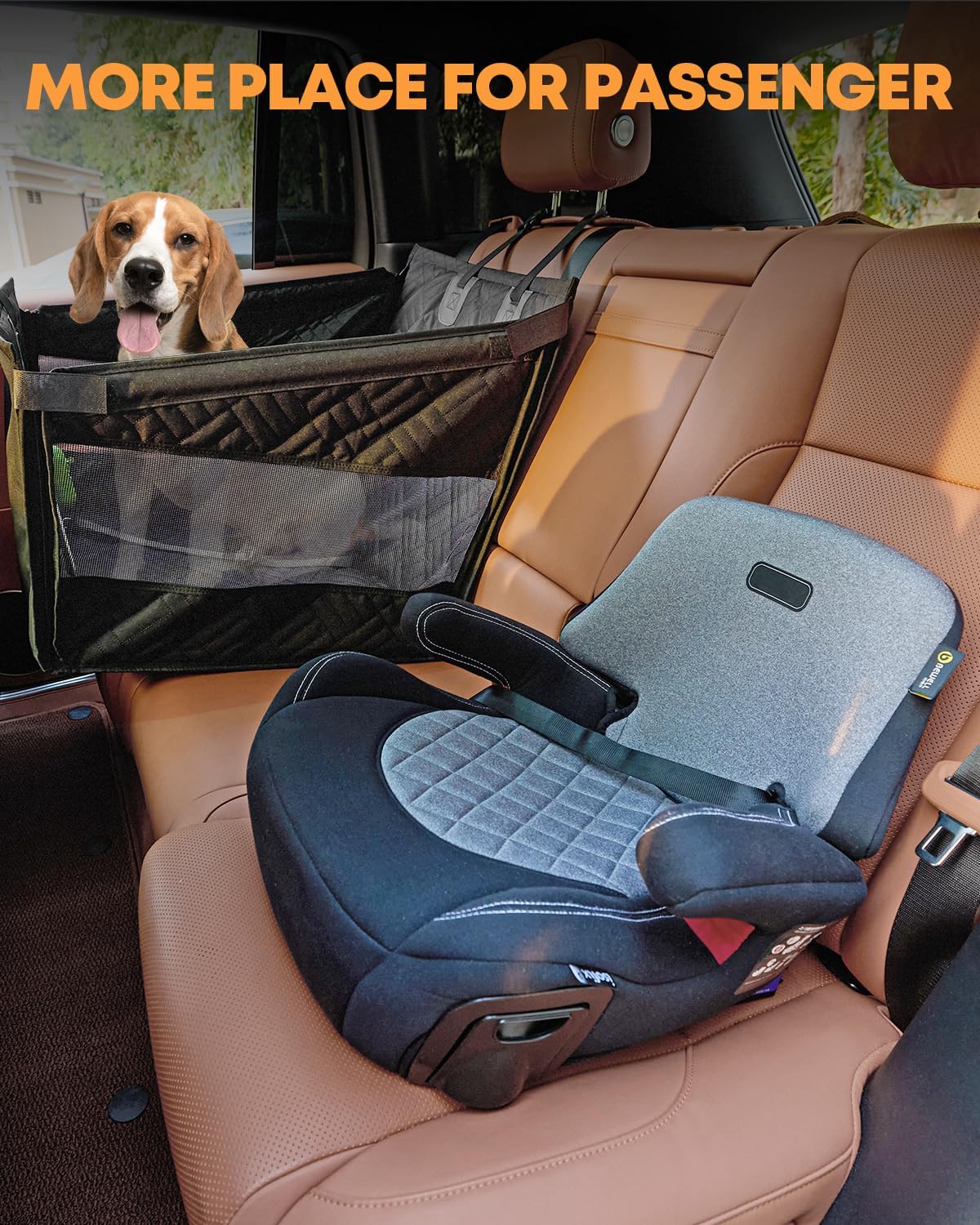Kohree Dog Car Seat Cover for Small Dogs, Hard Bottom Dog Car Seat Cover for Back Seat with Upgraded PVC Pipe, Waterproof 900D Car Hammock for Dogs Pet Back Seat Extender for Cars SUV Truck-S