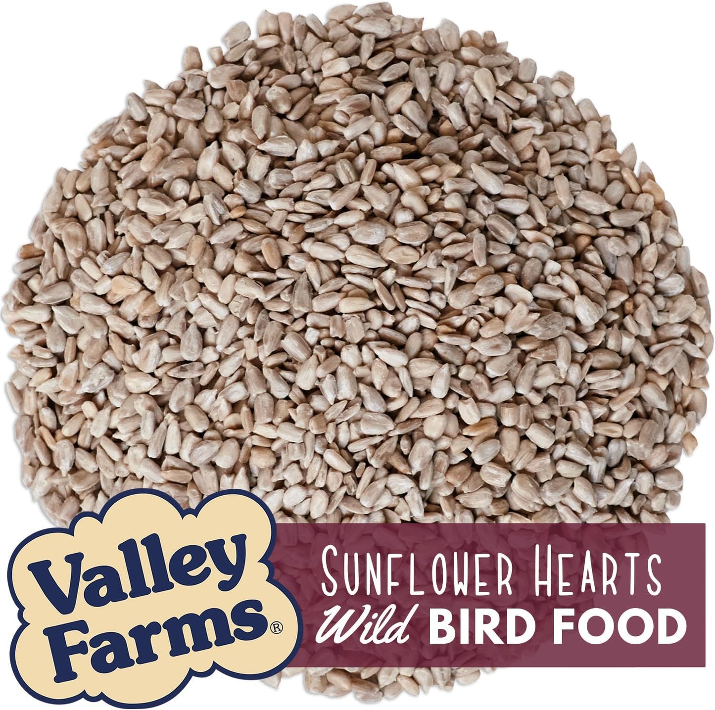 Valley Farms Whole Sunflower Hearts for Birds 4 LB 2-Pack (8 LB Total), Sunflower Kernels Wild Bird Food, No Mess Wild Bird Seed for Outside Feeders, Sunflower Hearts Birdseed