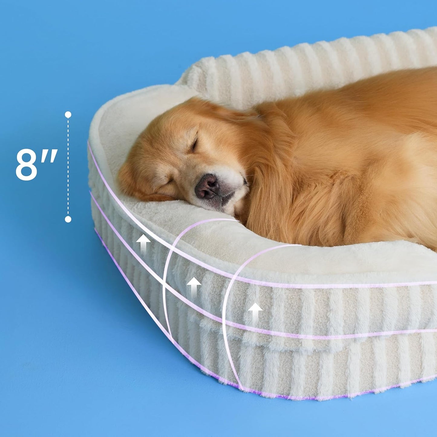 LE SURE Cute XL Dog Beds, Orthopedic Waterproof Dog Bed for Extra Large Dogs, Non-Slip Bottom and Egg-Crate Foam Big Pet Couch Sofa with Washable Removable Cover, Beige