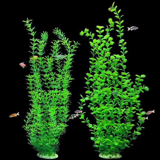 23.6 Inch Tall Aquarium Plants – Large Lifelike Artificial Fish Tank Decorations, Fish Tank Plants Plastic，2 Pcs Adjustable Length, Durable & Safe for Freshwater/Saltwater Aquariums (Green (Style A))