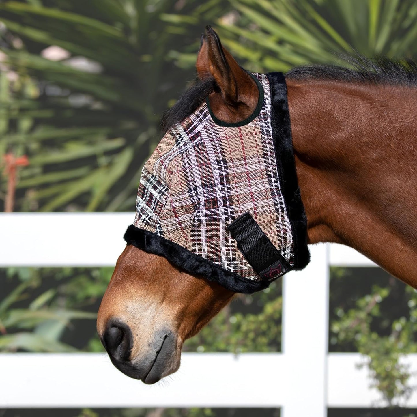 Kensington UV Fly Mask with Fleece Trim - Protective Mask with Dual Ear Opening & Forelock Freedom - Size: Small Color: 121-Deluxe Black