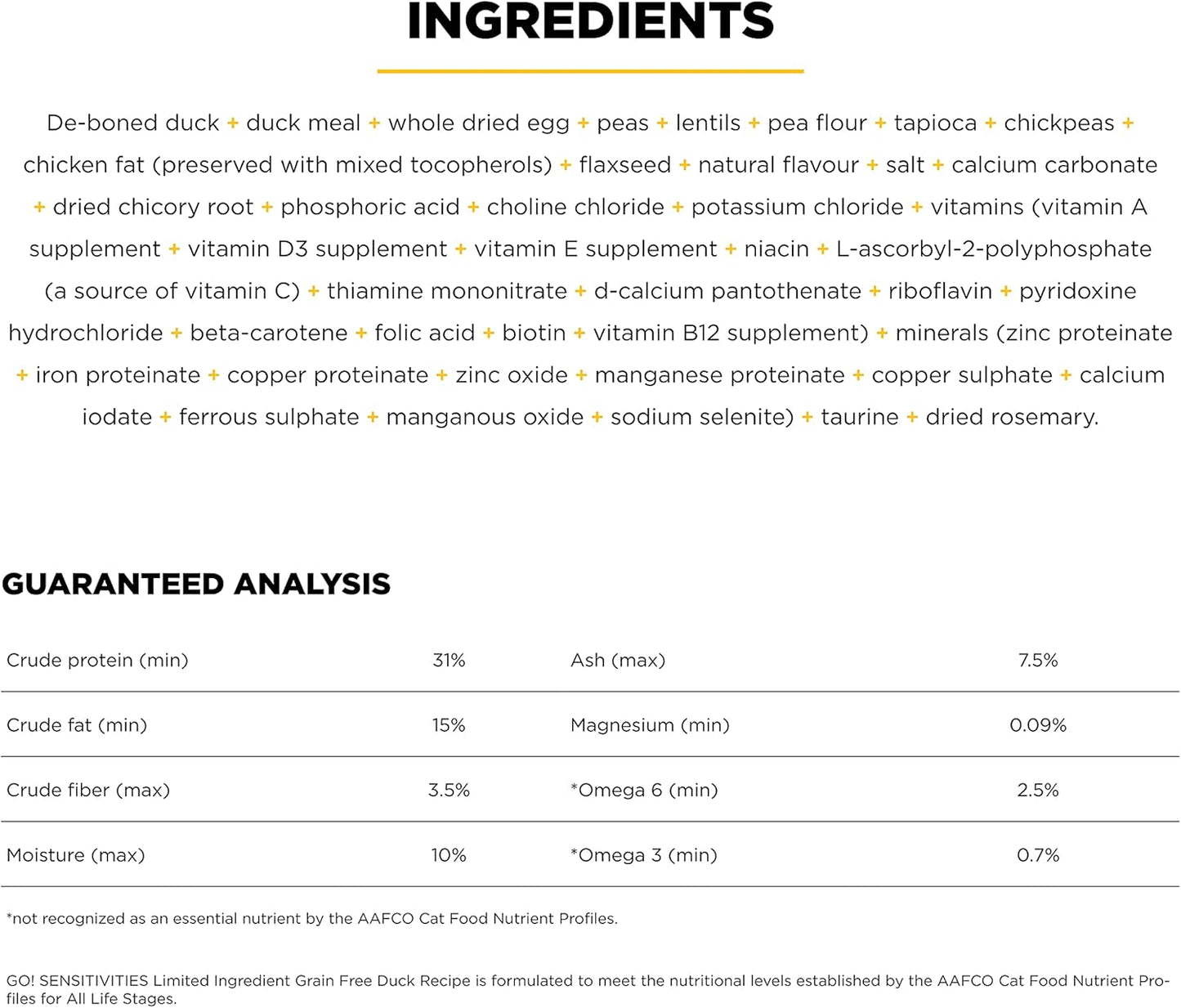 Go! Solutions Sensitivities Limited Ingredient, Grain-Free Dry Cat Food, Duck Recipe for Sensitive Stomach, 16 lb Bag