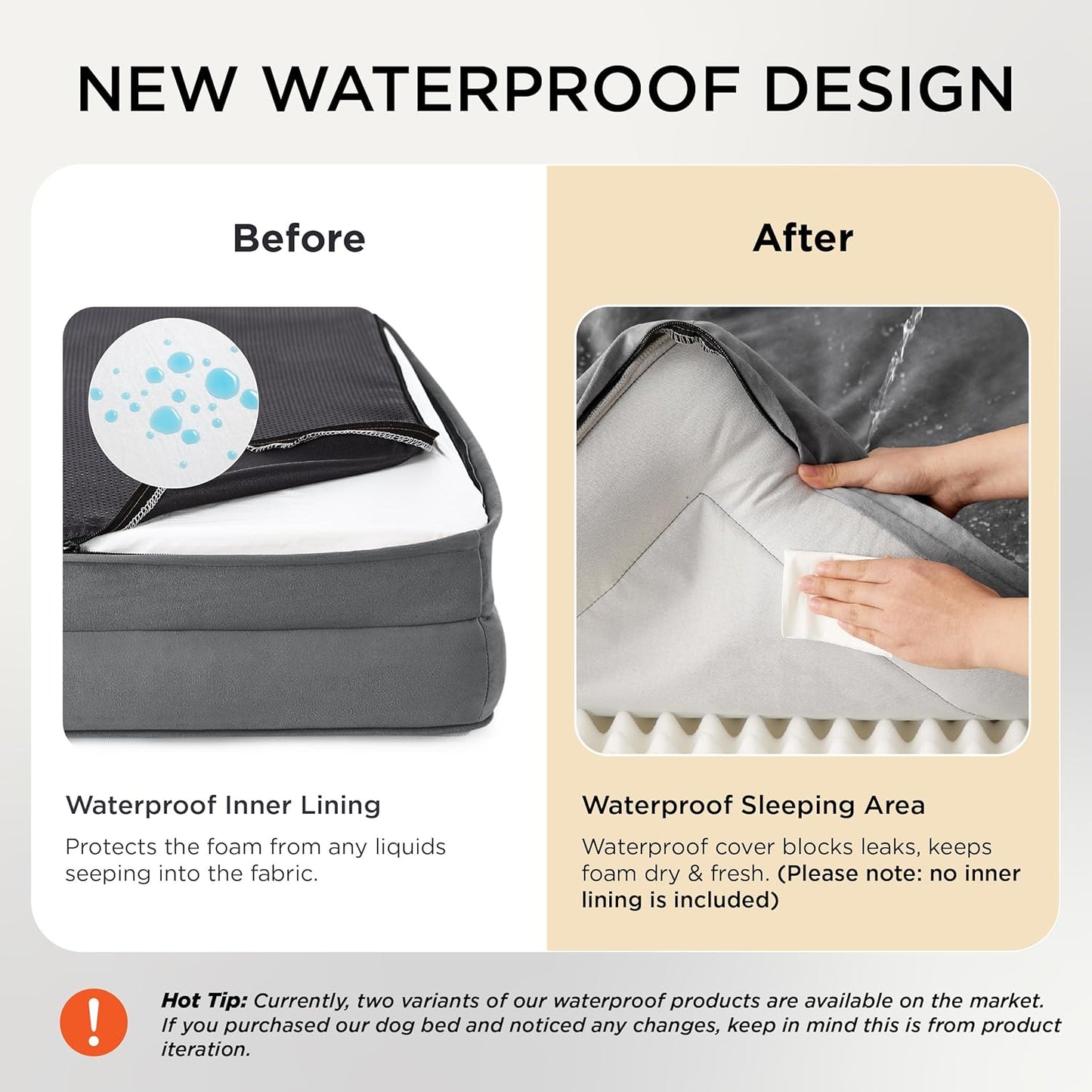 Bedsure XL Plus Orthopedic Dog Bed for Extra Large Dogs - Washable XLarge Dog Cat Bed Waterproof, Comfort Dogs Couch Sofa with Washable Removable Cover, Pet Bed with Nonskid Bottom, Grey, 48"