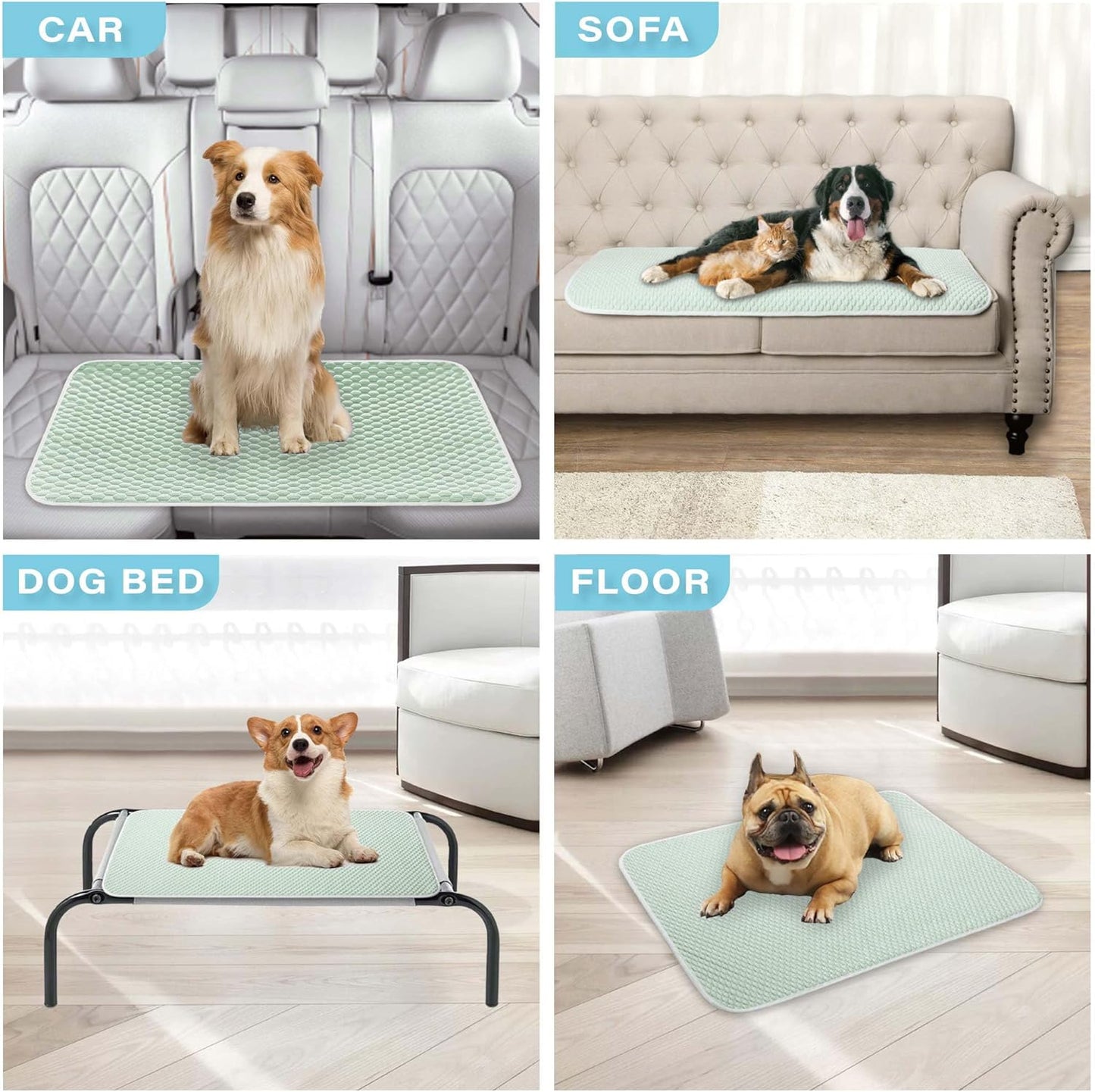 MICROCOSMOS Pet Cooling Mat & Sleeping Pad- Breathable Bubble Surface, EZ Clean. Keep Cooling for Pets, Kids and Adults in Summer.(Green, 48" x 24")