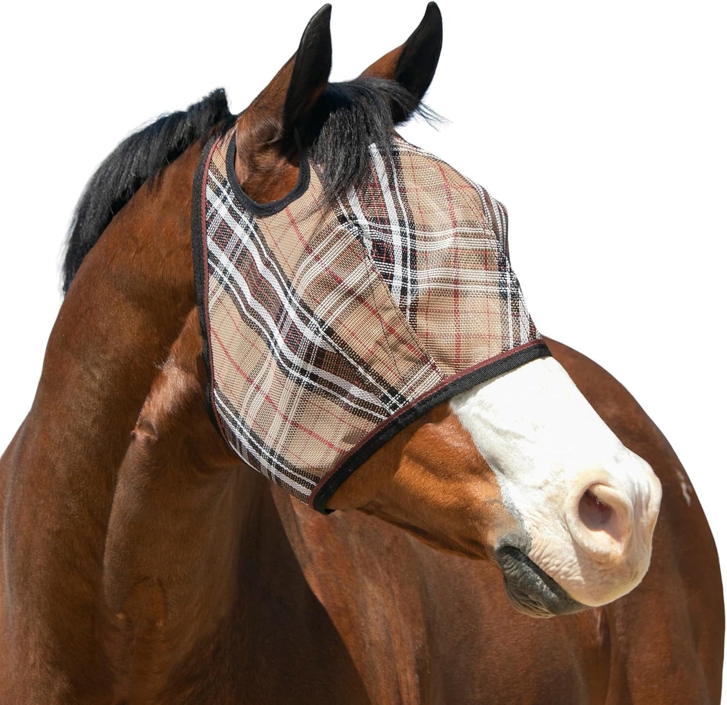 Kensington UV Horse Fly Mask with Web Trim - Protective Mask with Dual Ear Opening & Forelock Freedom - XLarge, Deluxe Black
