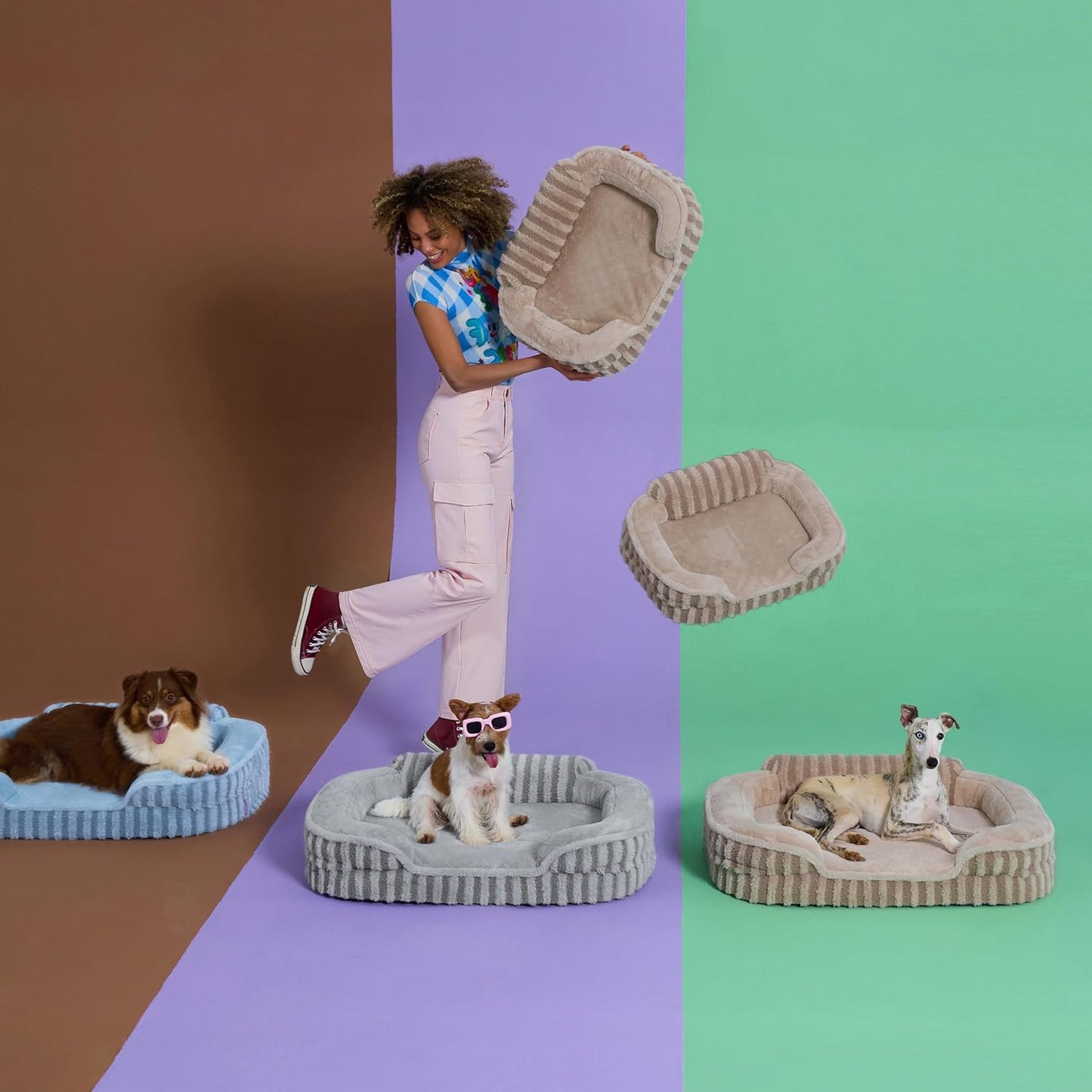 LE SURE Cute XL Dog Beds, Orthopedic Waterproof Dog Bed for Extra Large Dogs, Non-Slip Bottom and Egg-Crate Foam Big Pet Couch Sofa with Washable Removable Cover, Grey