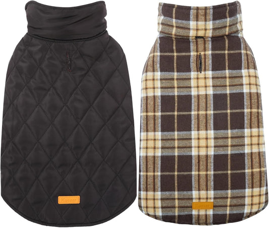 Kuoser Warm Dog Coat, Waterproof Dog Jacket for Extra Large Dogs, Adjustable Durable XL Doggie Winter Coat Reversible Cozy Puppy Cold Weather Apparel from Small to Large Breed, New Brown XL