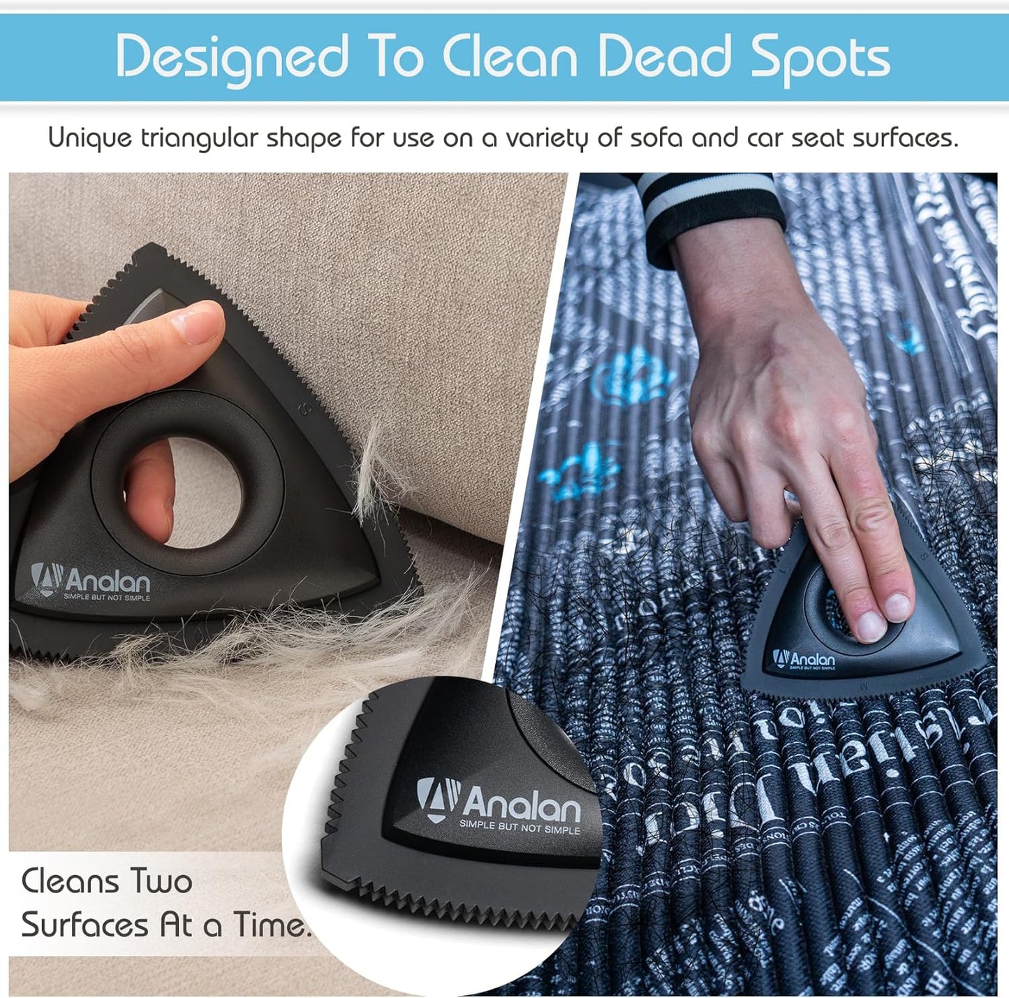 Analan Mini Pet Hair Remover for Car Detailing Supplies, Carpet Dog Hair Remover for Car Interior, Triangle Dog Hair Remover for Auto Detailing, Couch, Furniture, Lint, Carpet (Rose Pink)