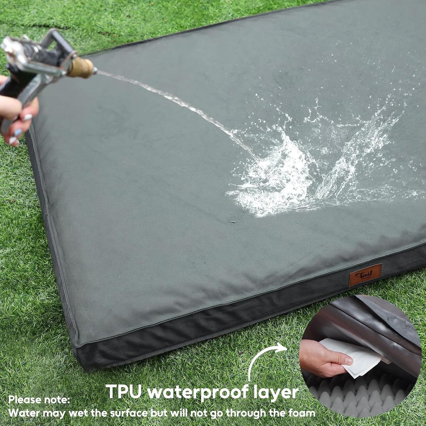 Outdoor Dog Bed for Small Dogs, Waterproof Dog Crate Bed for Small Dogs, Orthopedic Egg Crate Foam Puppy Beds with Washable and Removable Oxford Cover, Grey