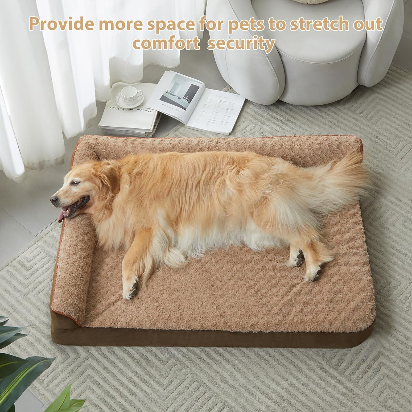 BFPETHOME Orthopedic Dog Beds for Large Dogs-Waterproof Sofa Dog Bed with Removable Washable Cover, Large Pet Bed with Waterproof Lining and Nonskid Bottom, Pet Bed for Dogs