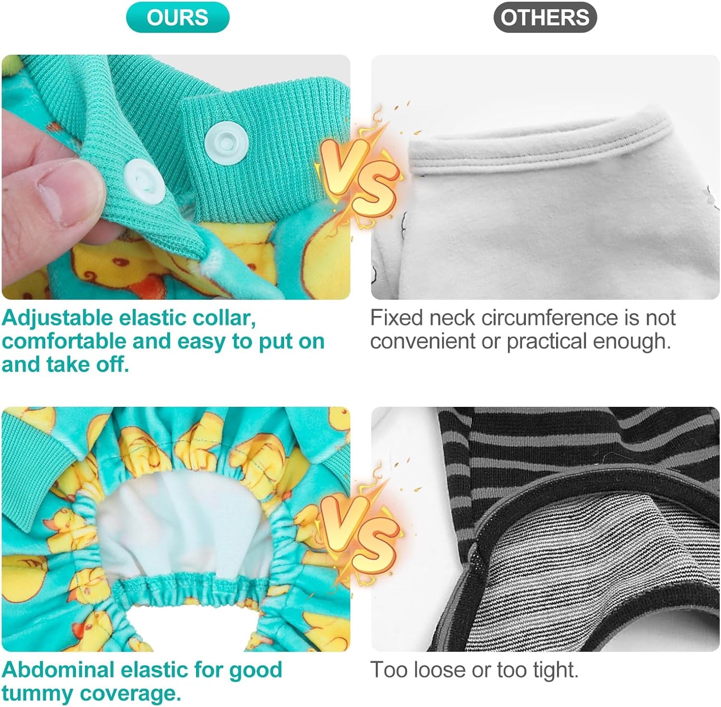 BEAUTYZOO Dog Pajamas Large Sized Dog, Summer Doggie Pajamas for Boy Girl, Soft Strechy Cotton Puppy Pjs Jammies Onesies for Men Women, Pet Jumpsuit Body Suit Cat Apparel Clothes, Yellow Duck XL