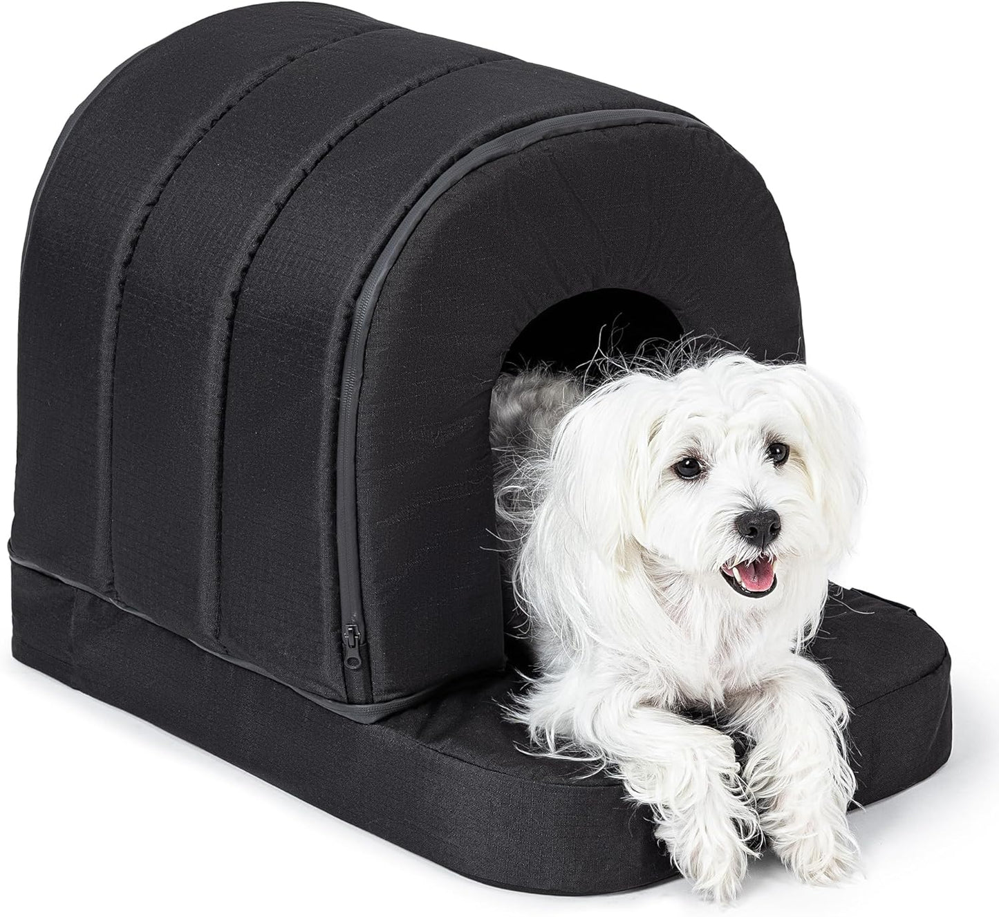Orthopedic Dog House - Outdoor Waterproof Dog Shelter w/Porch - Indoor Pet House w/Egg-Crate Foam - Cooling - Machine Washable - Ideal for Small Breeds & Fits 24-Inch Crate - 23"x16"