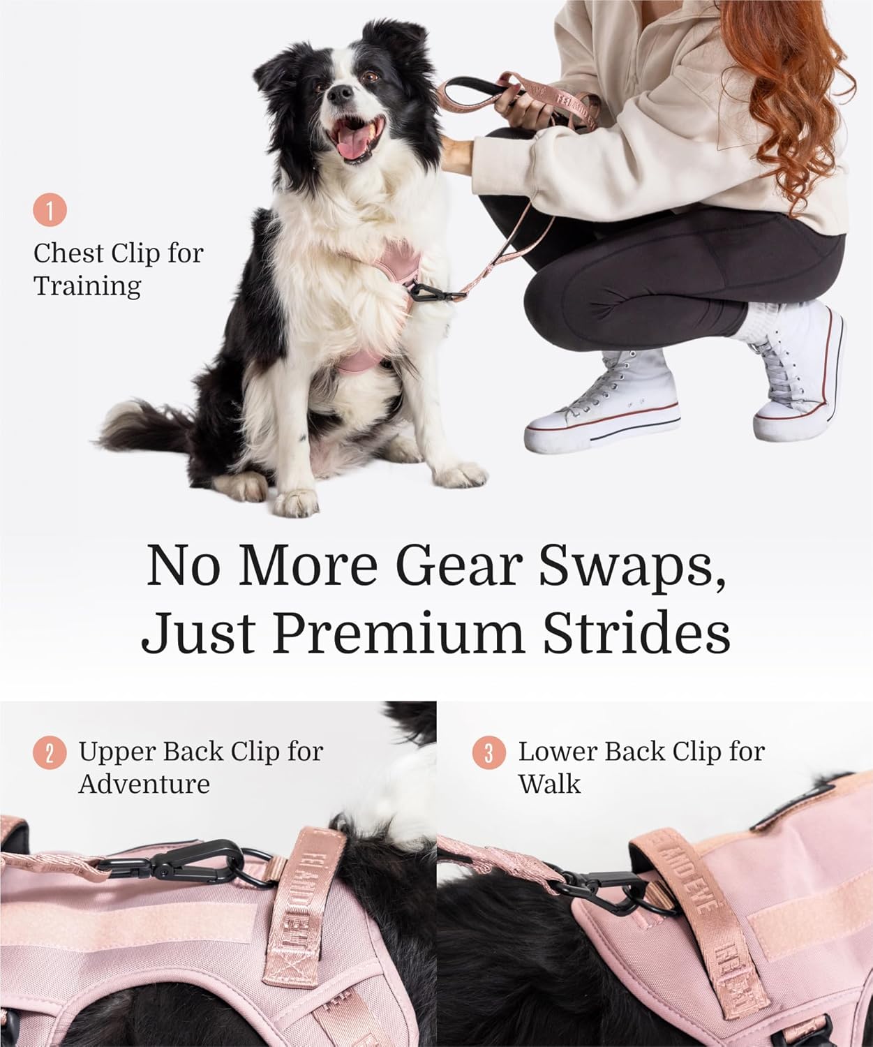 2025 New Edition, Fei & Eve MagEase Dog Harness - 3-Second Magnetic Buckles | 3-Point No-Pull Control | Heavy-Duty 900D Nylon | Dual Safety Handles | Breathable Mesh | Adjustable Fit | Small, Pink