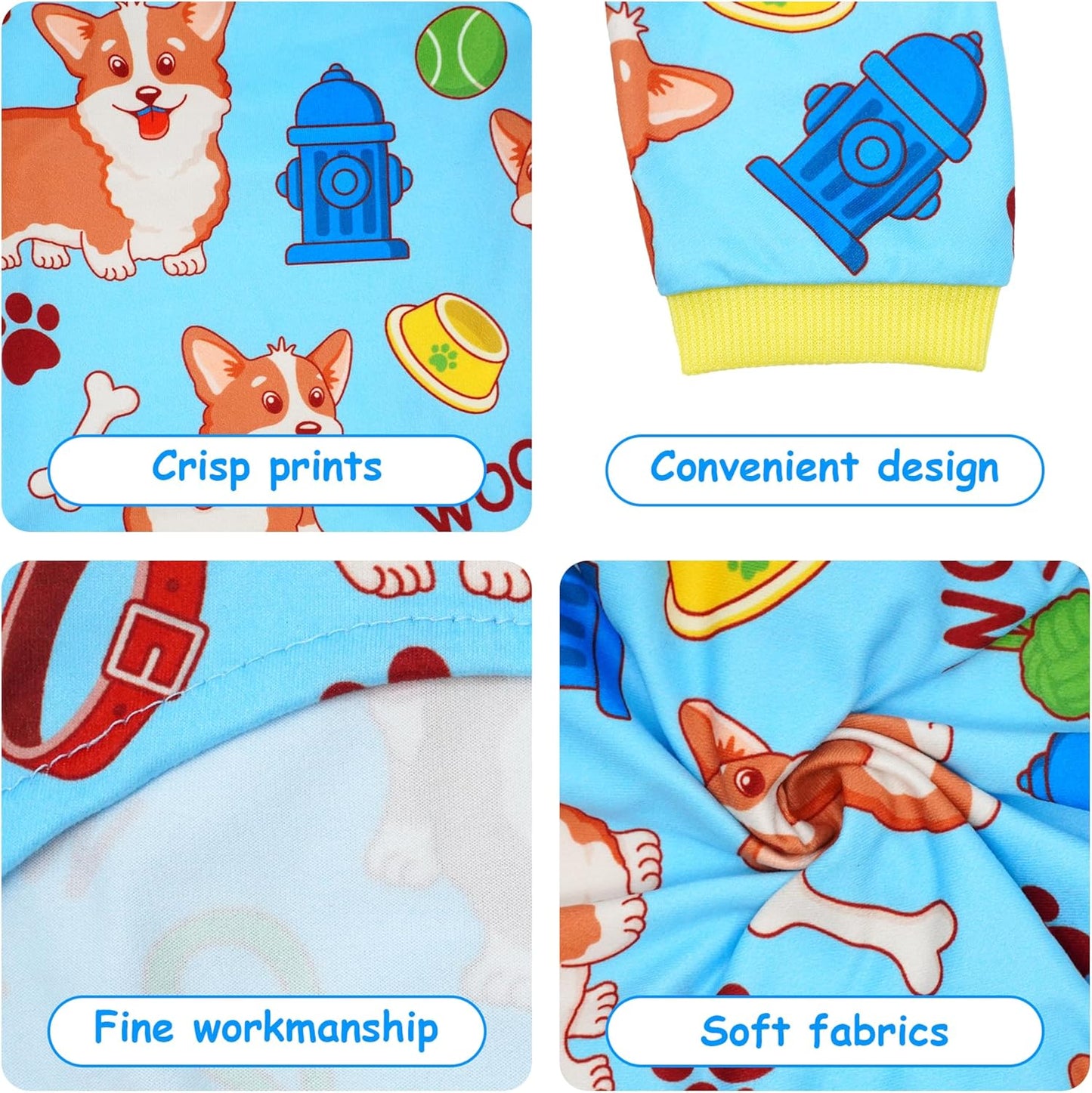 2PCS Dog Pajamas for XXXL Sized Dog Pjs Clothes Puppy Onesies Outfits Pet Jammies Boy Girl Male Female Apparel Soft Strechy Paw Bone Print XXXL