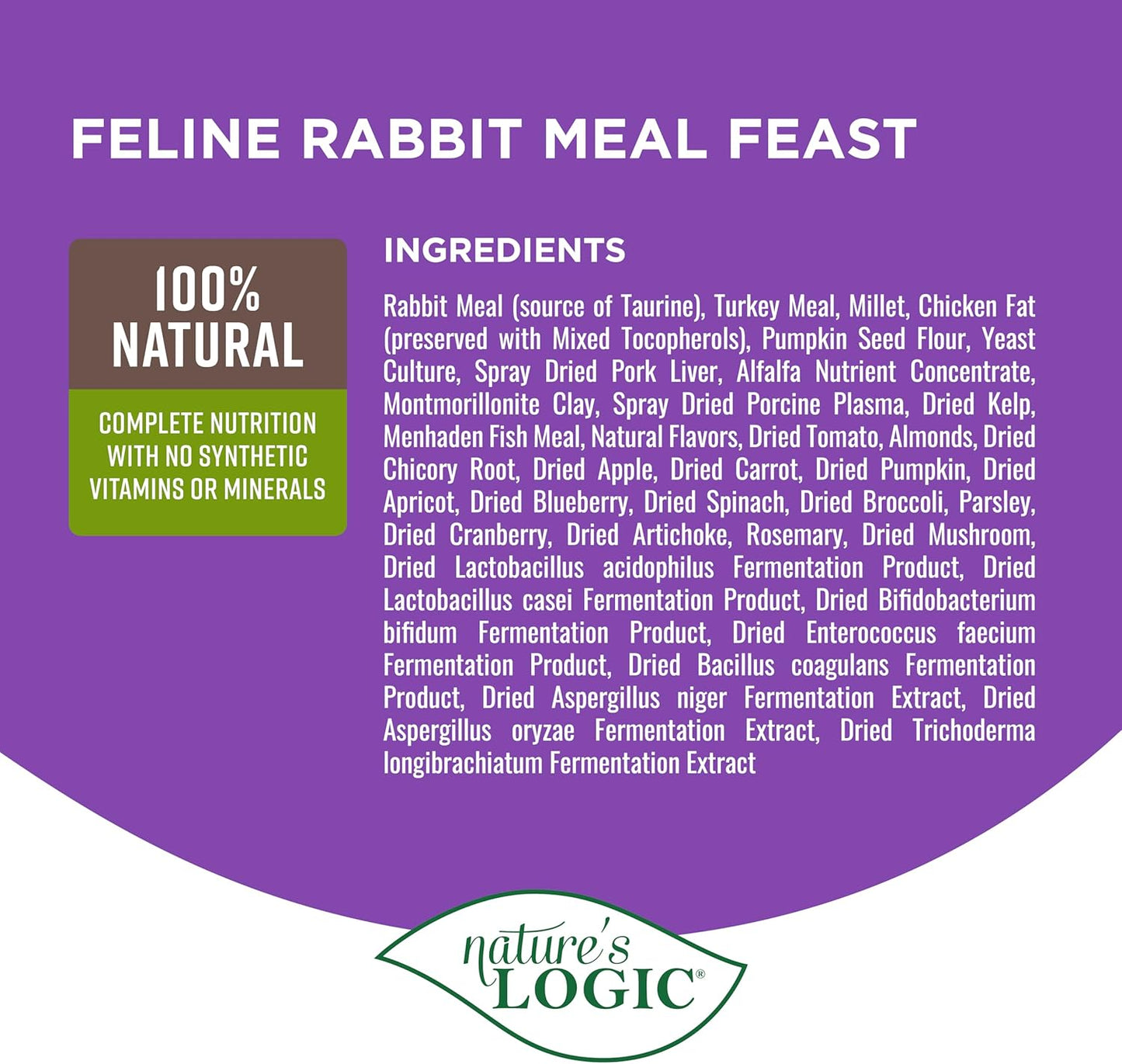 Nature's Logic Rabbit Dry Cat Food (1 Pack), 15.4 lb