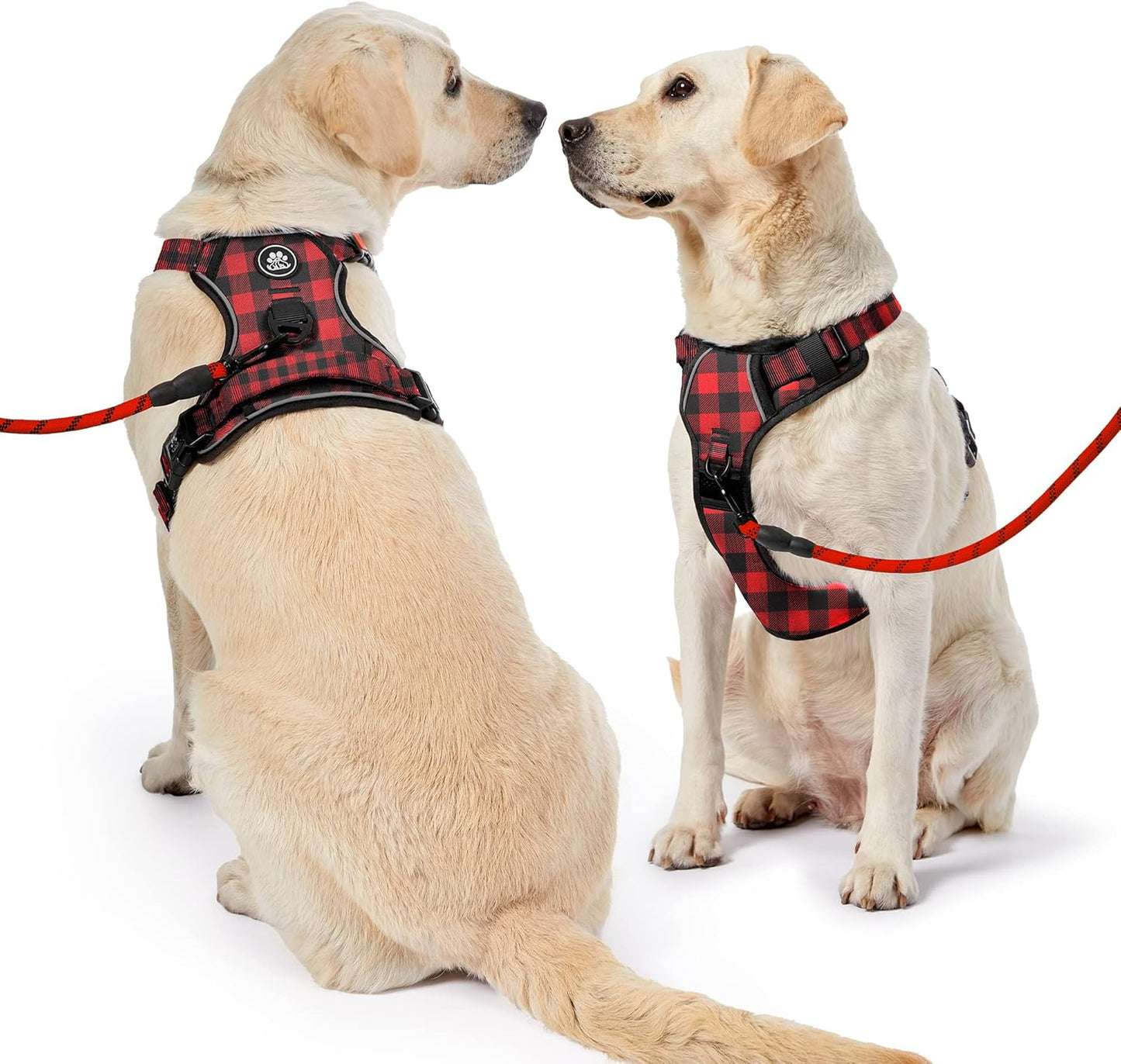 NESTROAD No Pull Dog Harness with Leash, Reflective No Choke Pet Vest Harness,Adjustable Soft Padded Dog Harness with Easy Control Handle for Small Dogs(Checkered Red,Small)