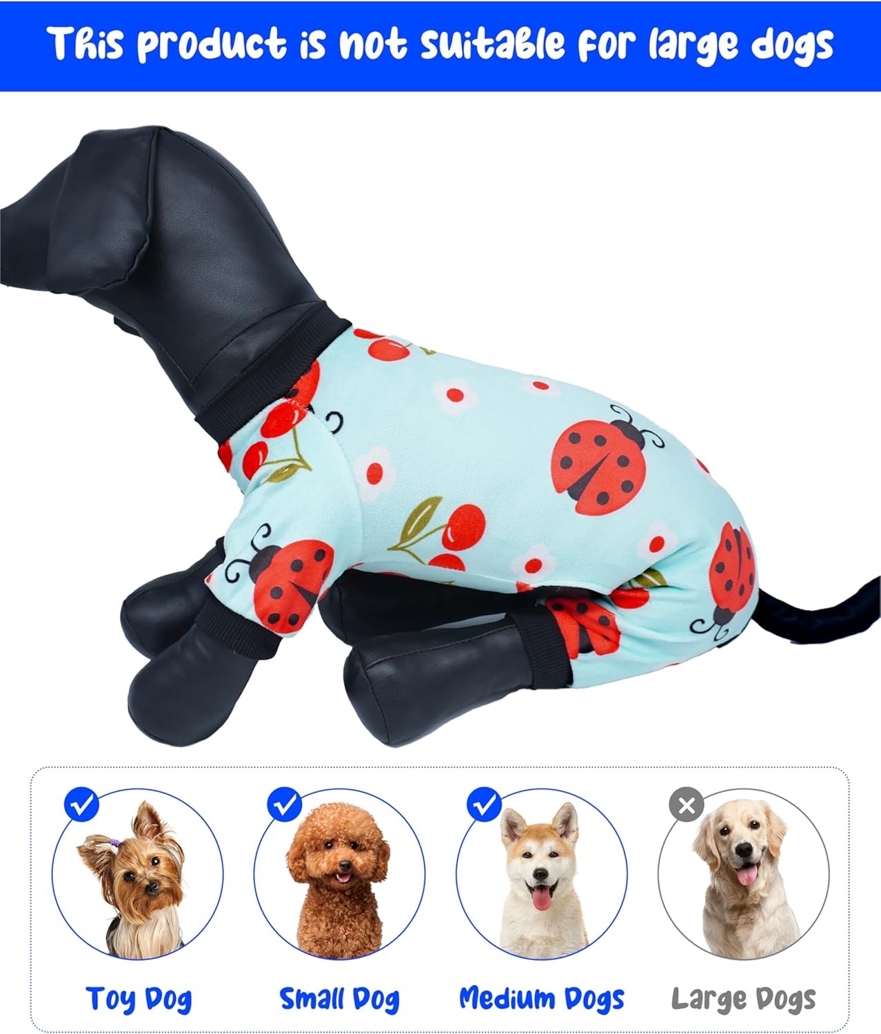 PET SHOW 4 Pack Small Dog Pajamas Spring Dog Clothes for Medium Dogs Girl Boy Soft Stretchy PJs Bee Ladybug Jumpsuit Puppy Cats Floral Onesies Outfits with Sleeve Pets Dachshund Costume(L, Spring)