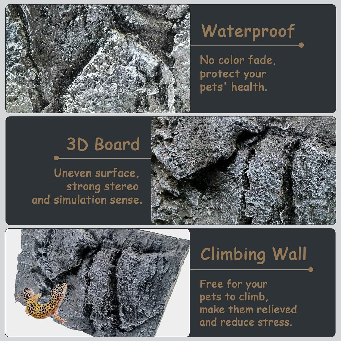 Tfwadmx Rock Terrarium Background 3D Reptile Tank Background Board Amphibian Stereo Backdrop Wall Snake Habitat Decor for Lizard Bearded Dragon Gecko Spider Chameleon Turtle Fish (Small Dragon Stone)