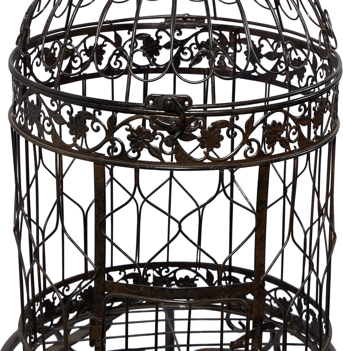 Deco 79 Vintage Metal Free-Standing Birdcage, 14" x 14" x 47", Black