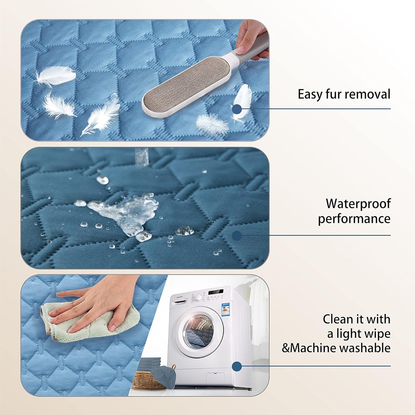 gogobunny 100% Double-Sided Waterproof Dog Bed Cover Pet Blanket Sofa Couch Furniture Protector for Puppy Large Dog Cat, Reversible (82x120 Inch (Pack of 1), Dark Blue/Light Blue)