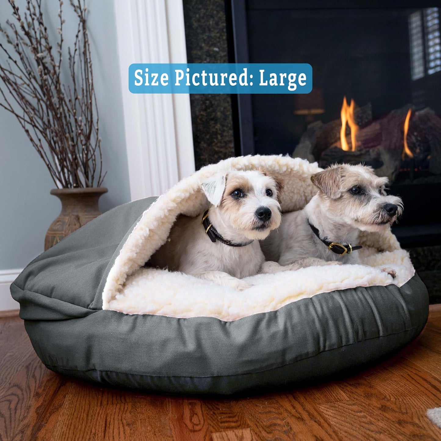 Snoozer Luxury Cozy Cave Dog Bed - Indoor Dog Bed with Cover Cave, Covered Calming Burrow for Medium & Large Sized Pets with Blanket Attached, Enclosed, Washable - XL, Anthracite