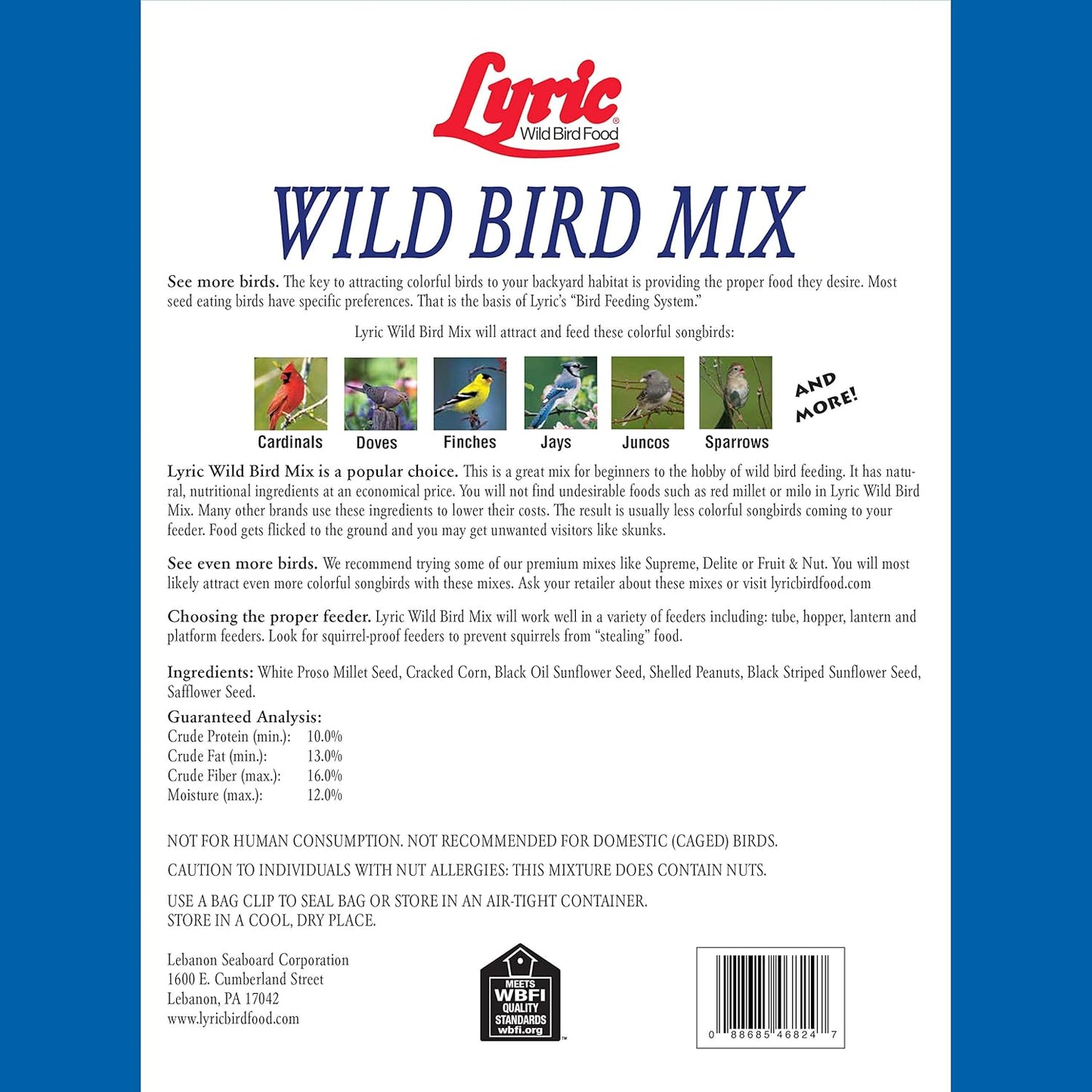 Lyric Wild Bird Mix - Wild Bird Food for Outside Feeders - Attracts Doves, Jays and many more - 40 lb. Bag
