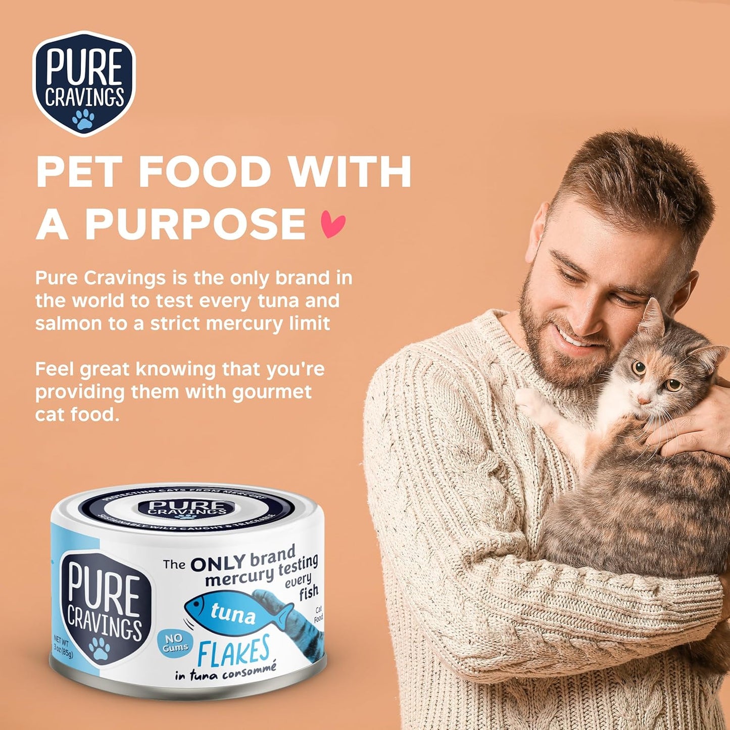 Tuna Flakes in Tuna Consommé, Canned Wet Cat Food Soup, 100% Mercury-Tested, Moist Can Fish, Grain-Free Protein, Non-GMO, 3oz, Pack of 12